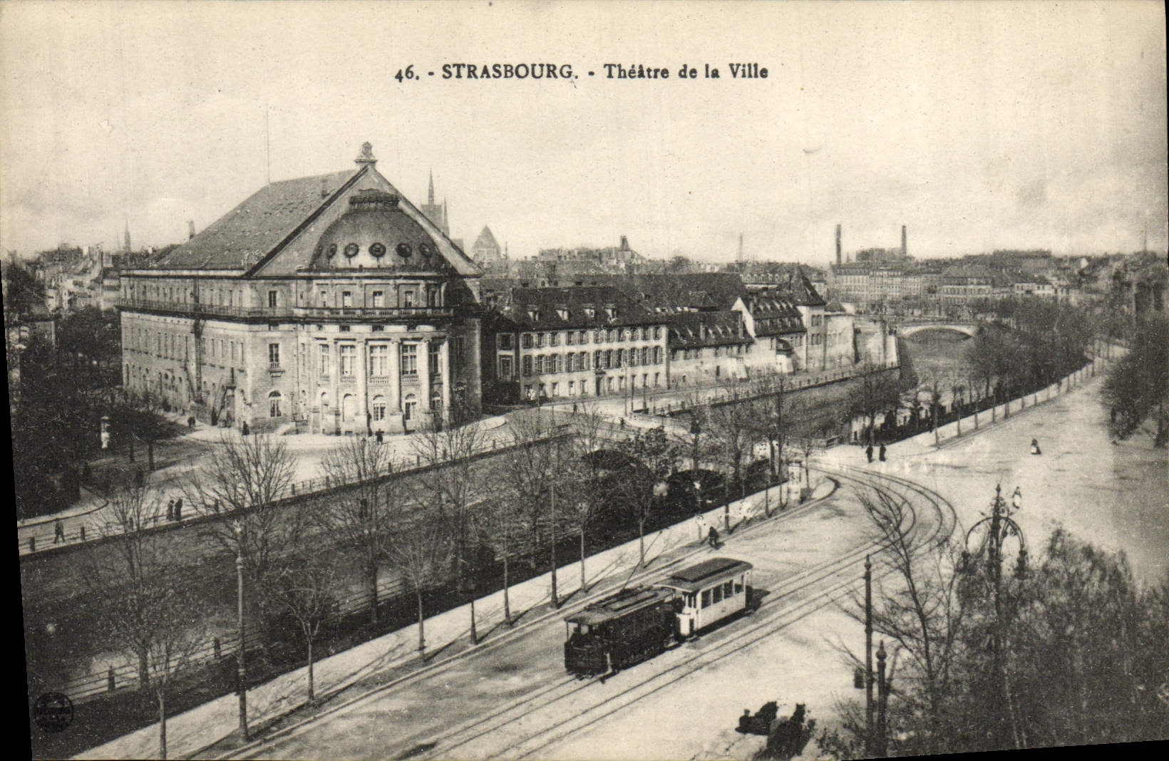 CPA Le theatre Strasbourg Tramway