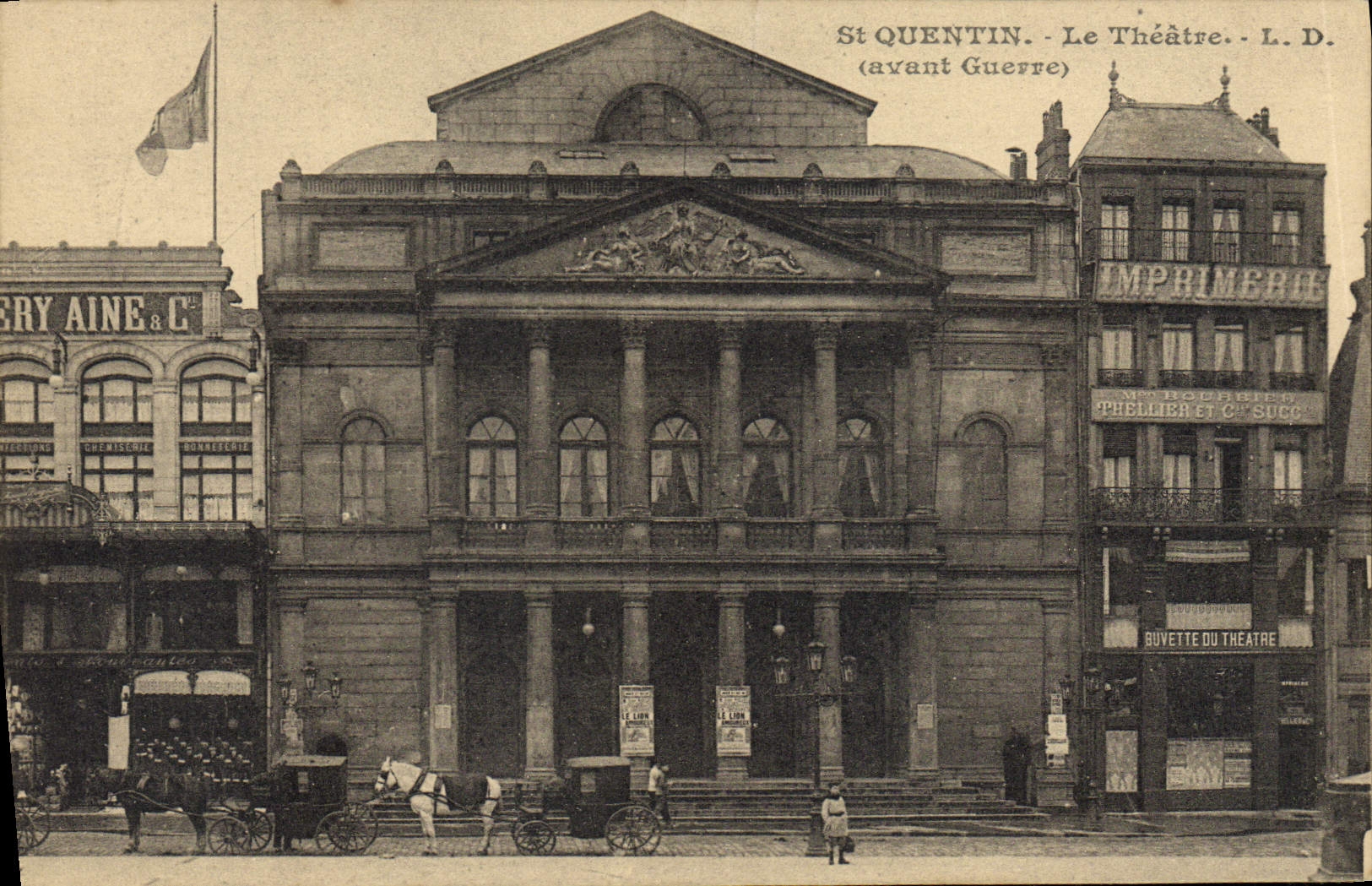 VINTAGE POSTCARD St Quentin the theater Before war