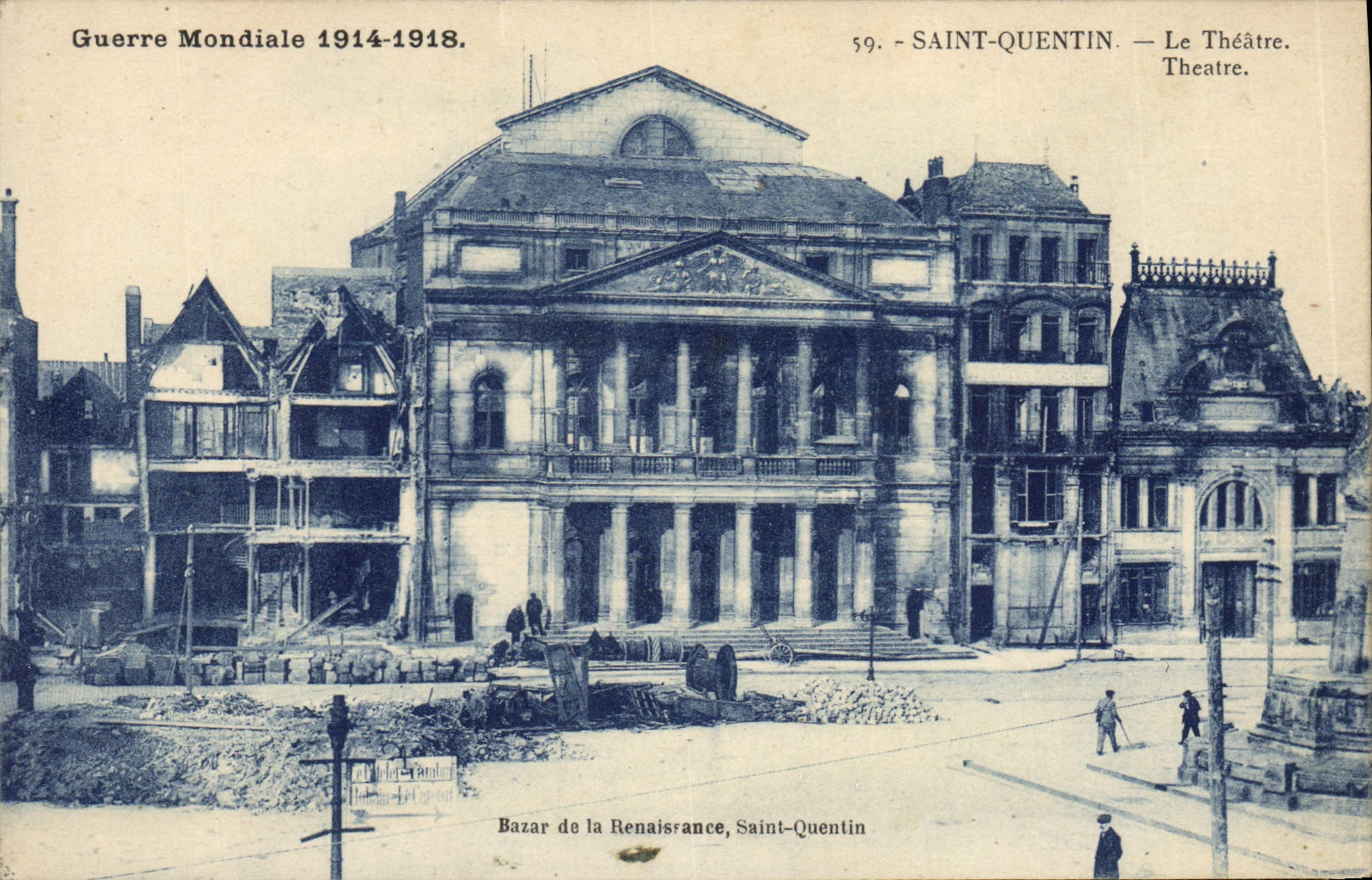 CPA Le theatre Saint-Quentin Militaria