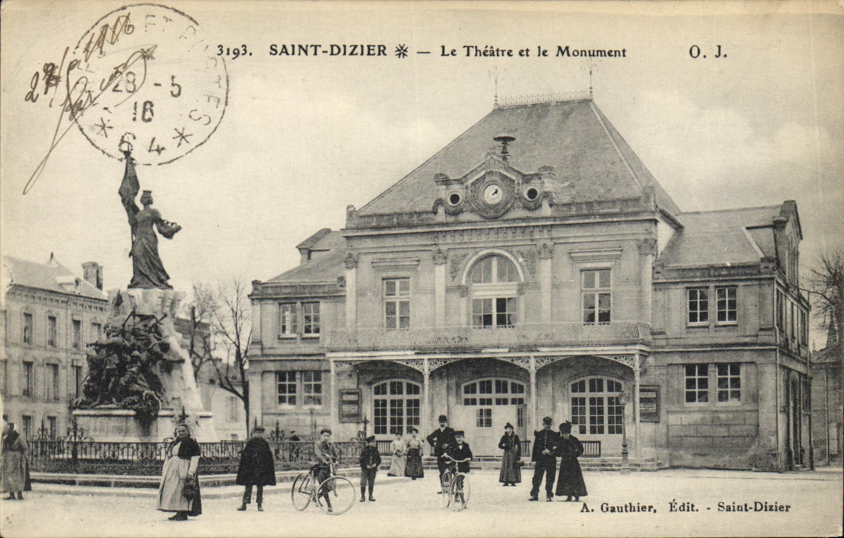 VINTAGE POSTCARD the theater and the Saint-Dizier monument