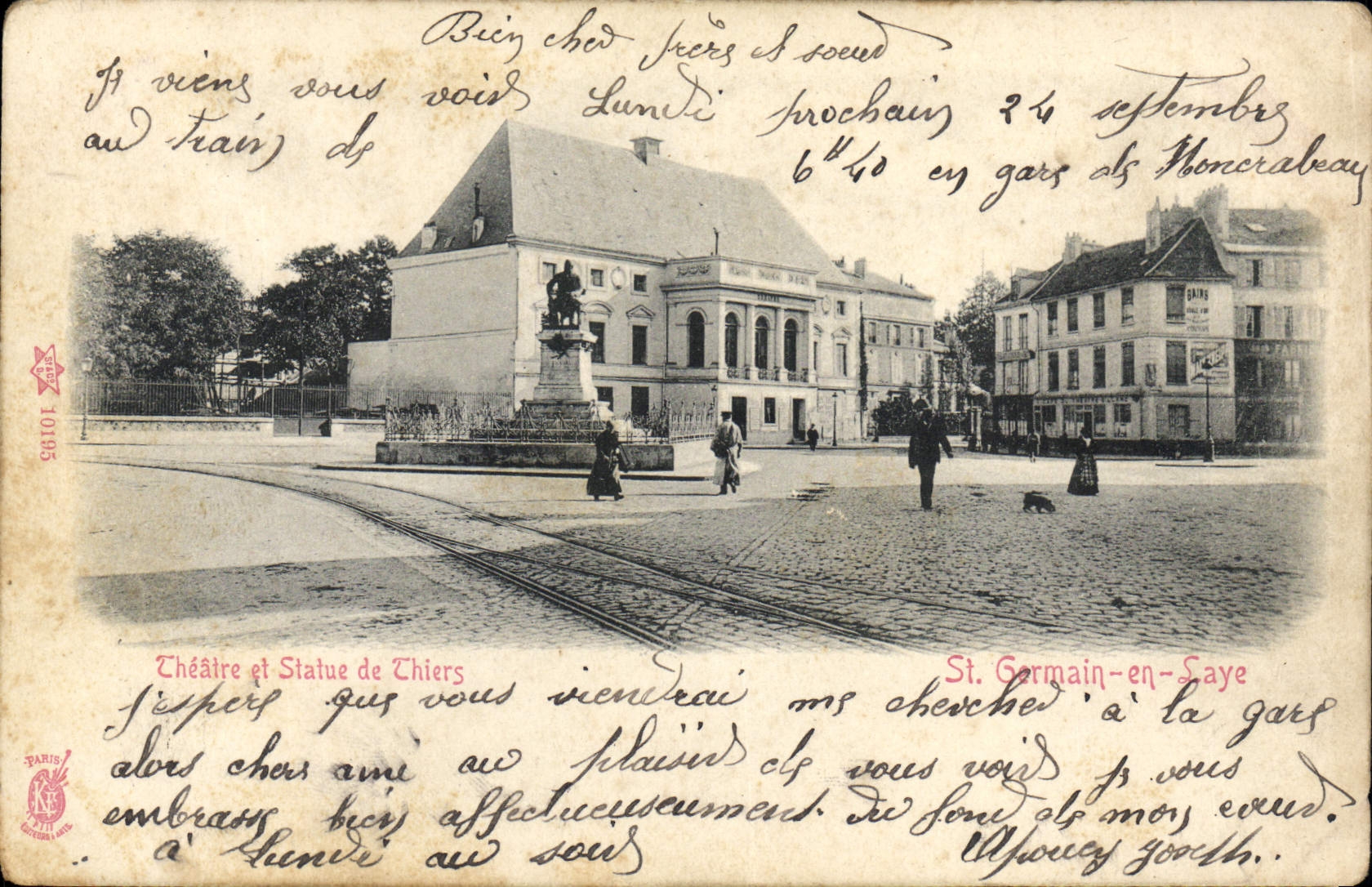 CPA Le theatre et statue de Thiers Saint-Germain-en-laye