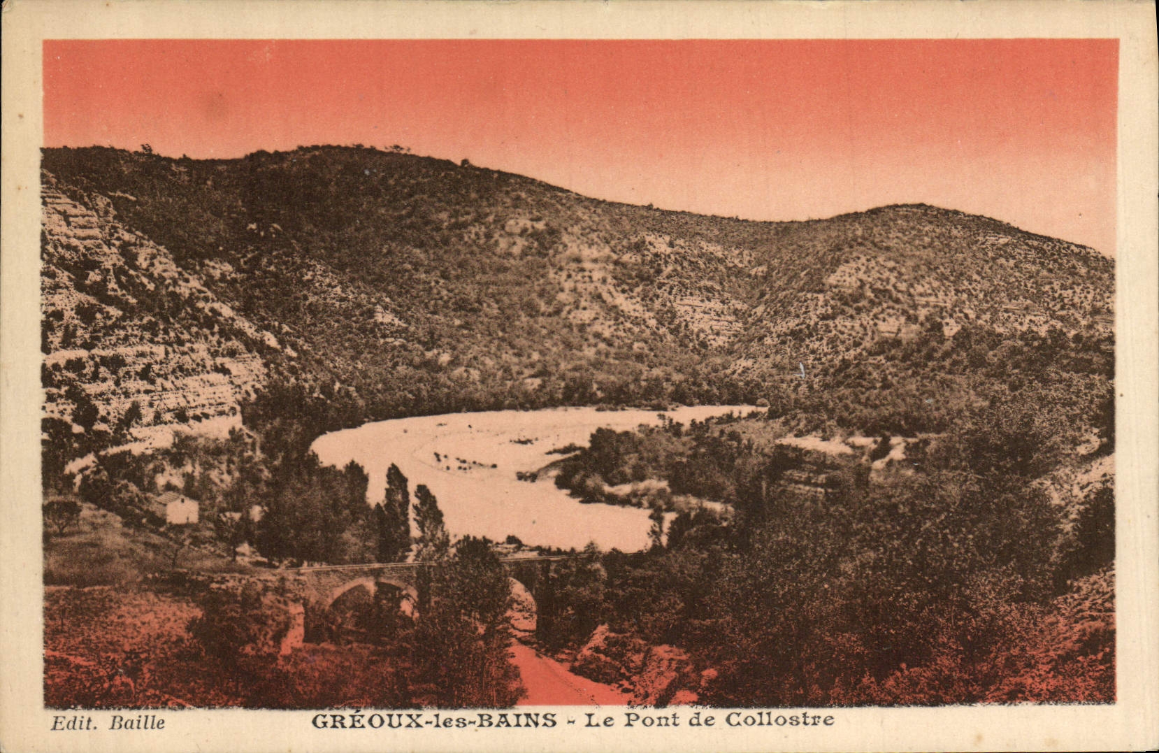 VINTAGE POSTCARD Greoux les Bains the Bridge of Colliostre
