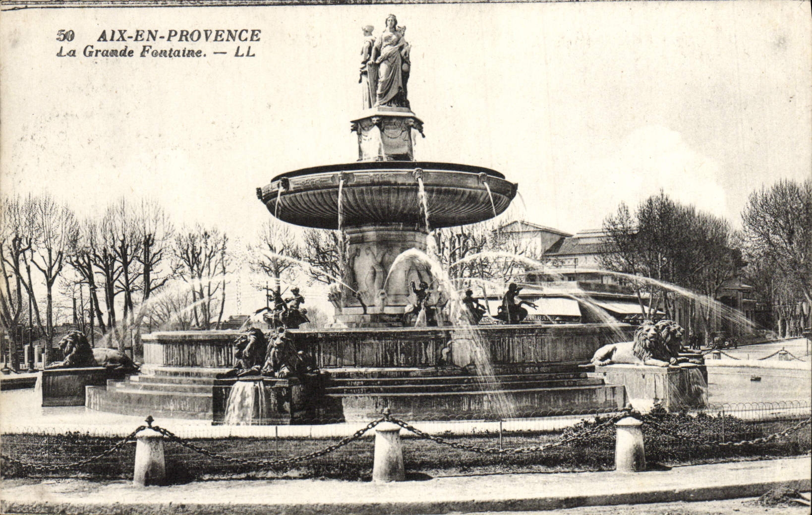 CPA Aix En Provence La Grande Fontaine Lion