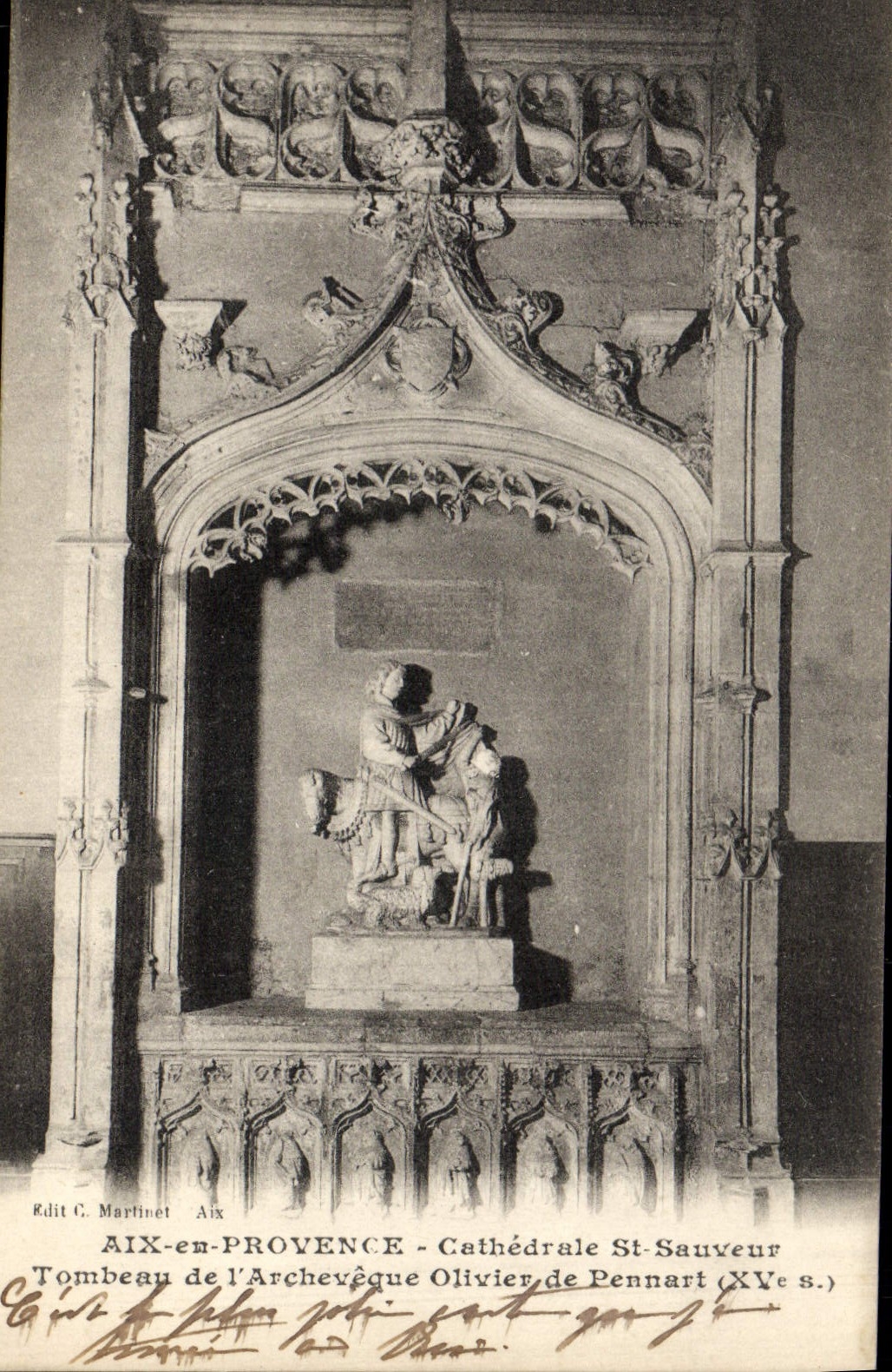 Aix de la POSTAL de la VENDIMIA en la tumba del ahorrador del St de la catedral de Provence del arzobispo Olivier de Pennart