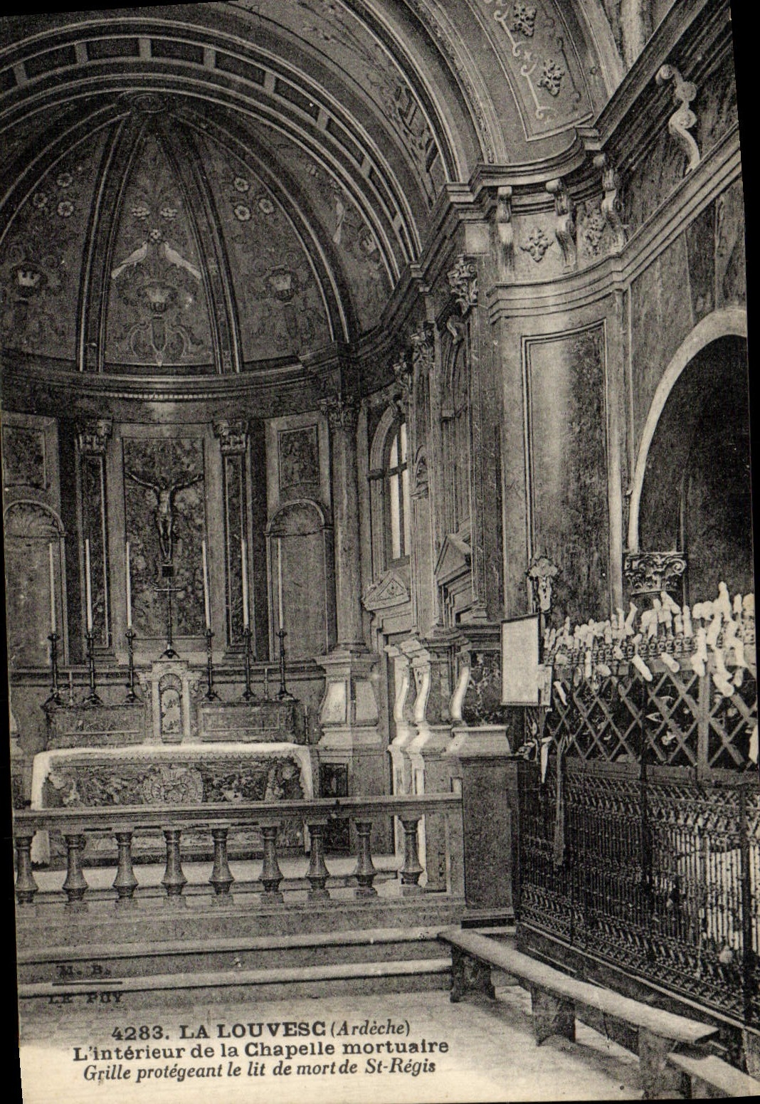 VINTAGE POSTCARD Louvesc the Interior of the Funeral Vault Roasts protecting the bed from dead of St Governed