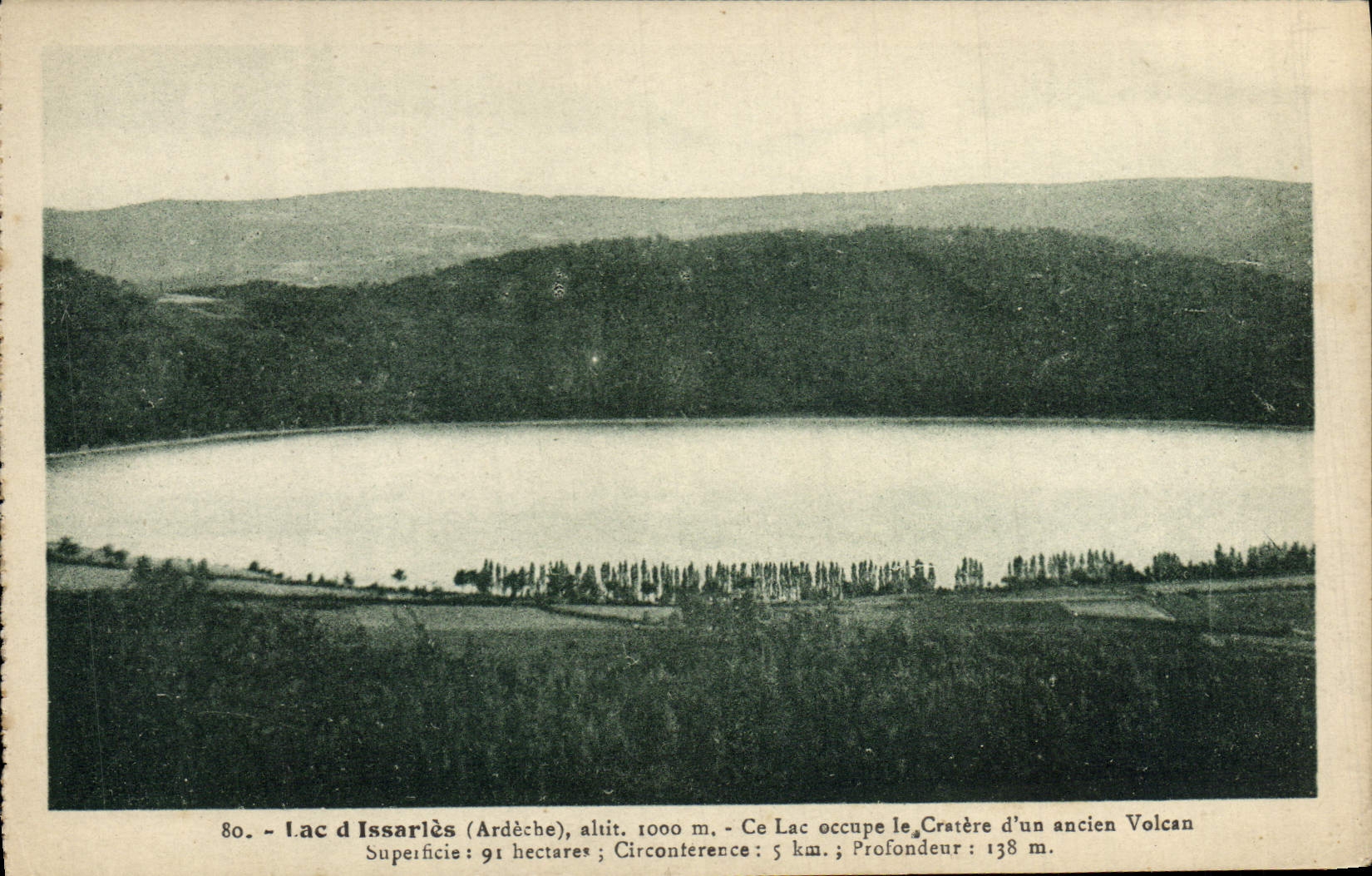 VINTAGE POSTCARD Lake D' Issarles Crater of an old volcano