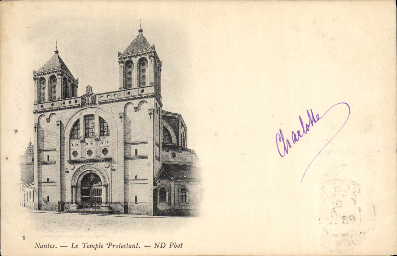 VINTAGE POSTCARD Temple protesting Nantes