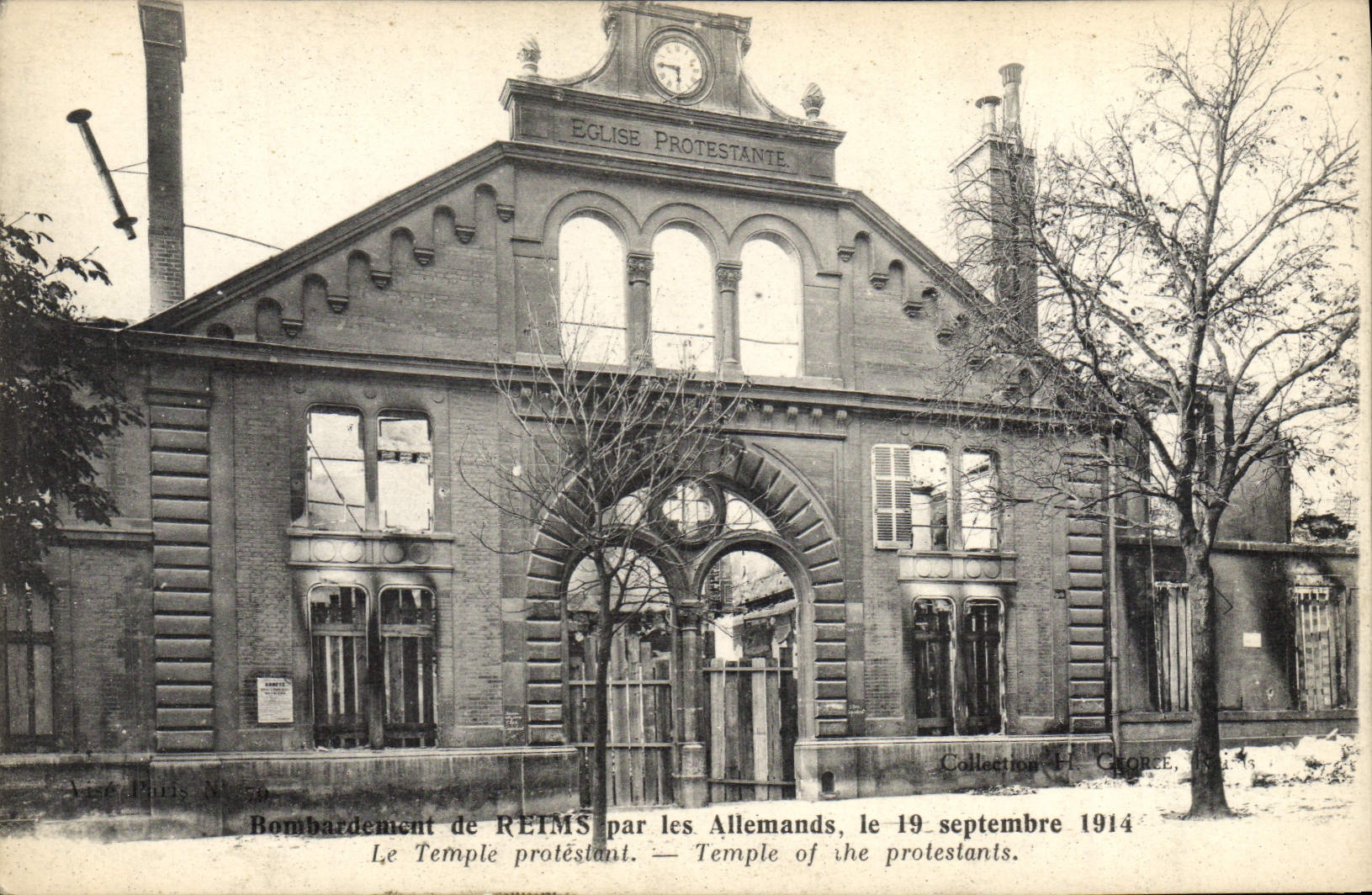 CPA Temple protestant Bombardement de Reims