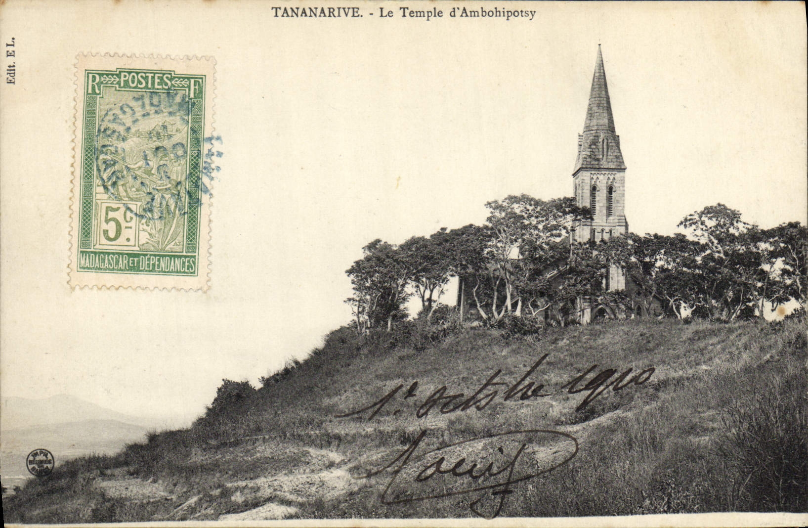 VINTAGE POSTCARD protesting Temple of Ambohipotsy Tananarive Madagascar
