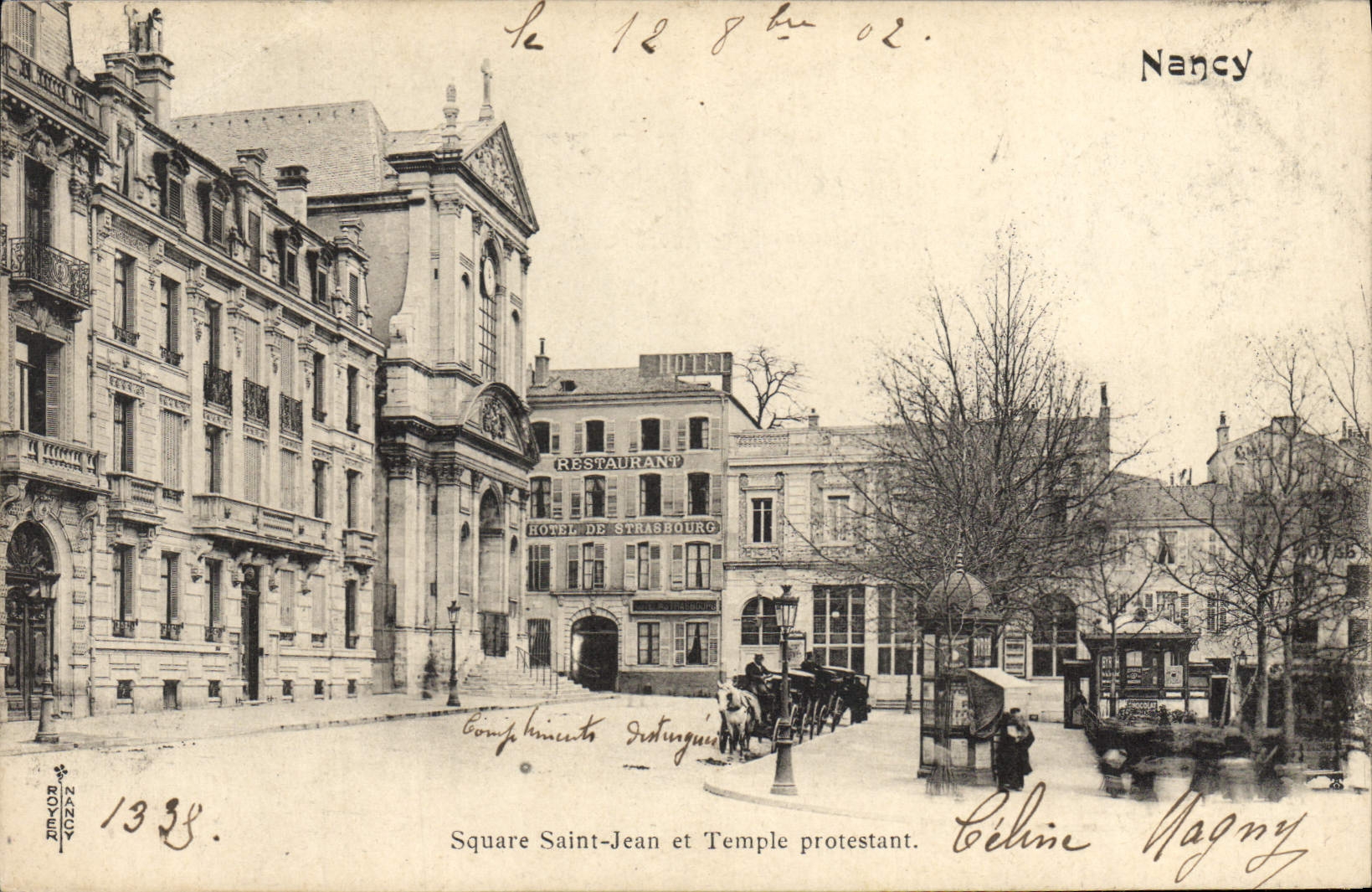 VINTAGE POSTCARD Nancy Midsummer's Day Public garden and Protestant Temple