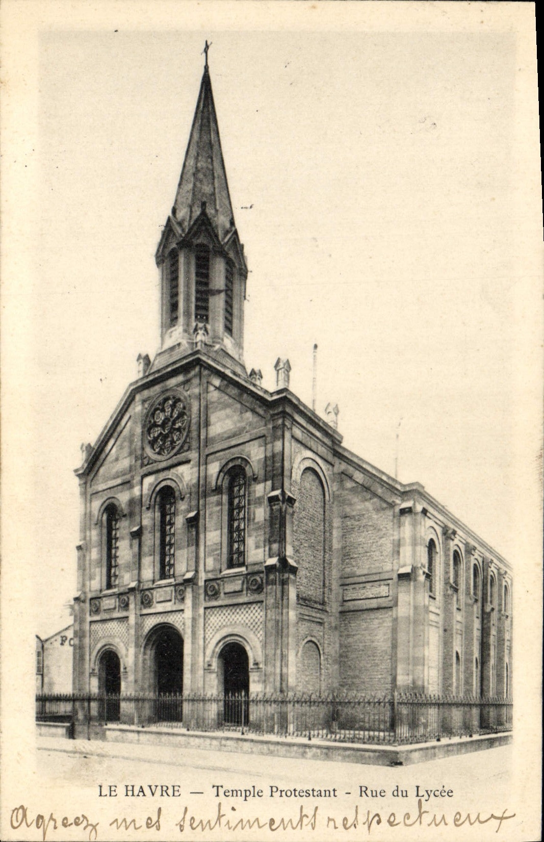 CPA Temple protestant Rue du Lycee Le Havre
