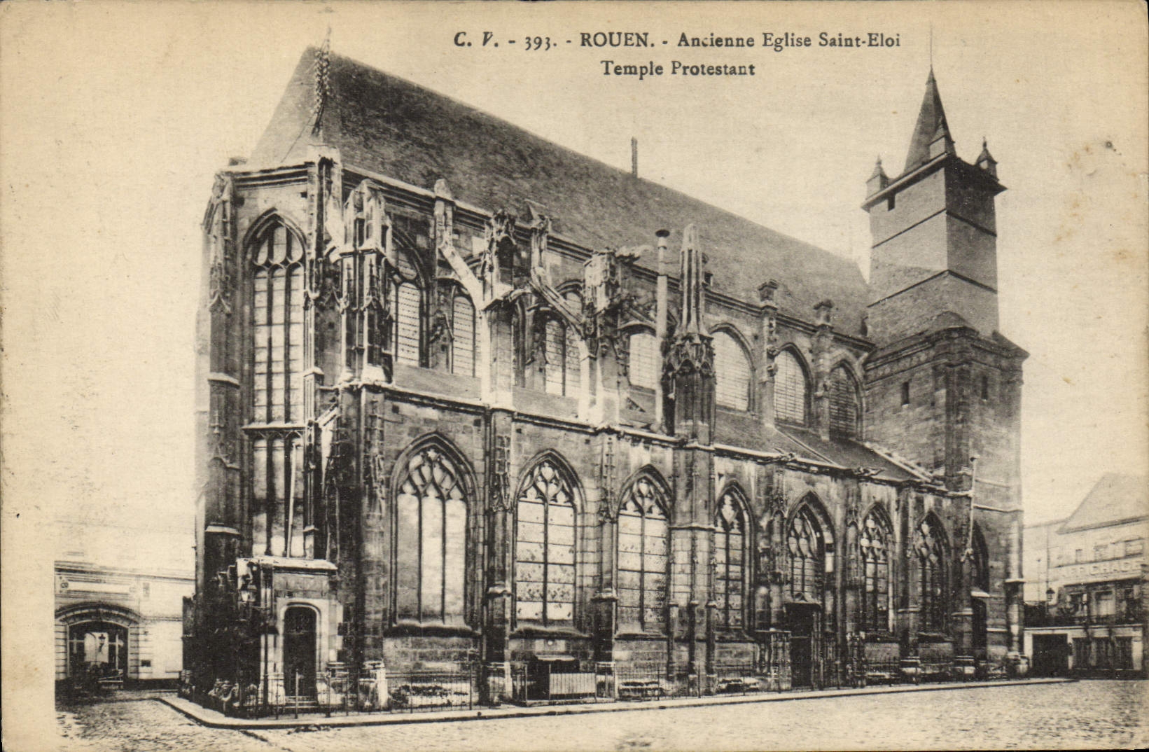 Templo viejo del Protestant de Saint Eloi de la iglesia de Ruán de la POSTAL de la VENDIMIA