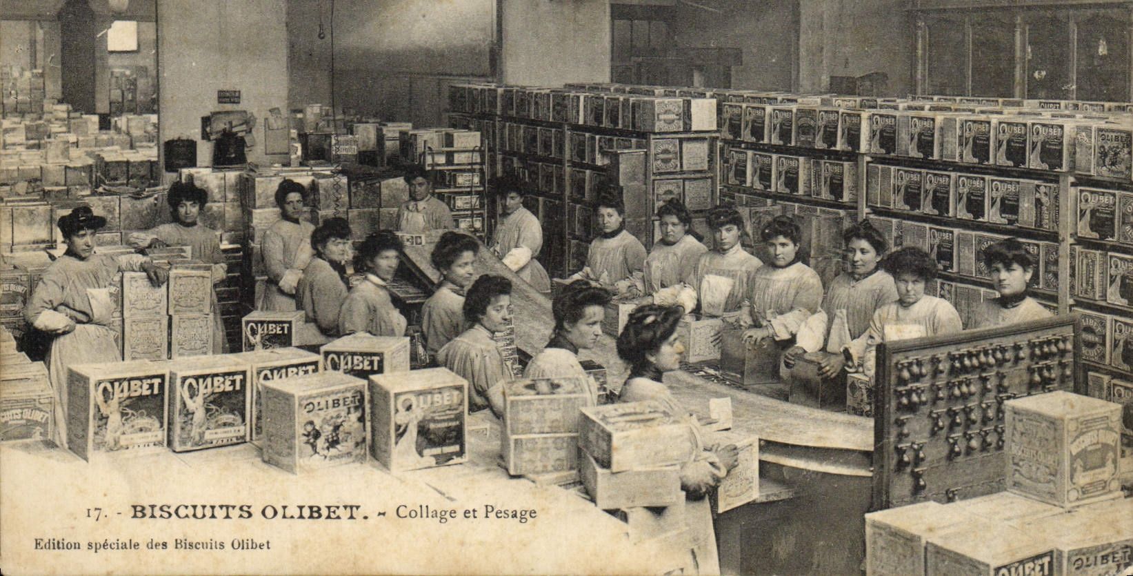 CPA Biscuits Olibet Biscuits et pesage