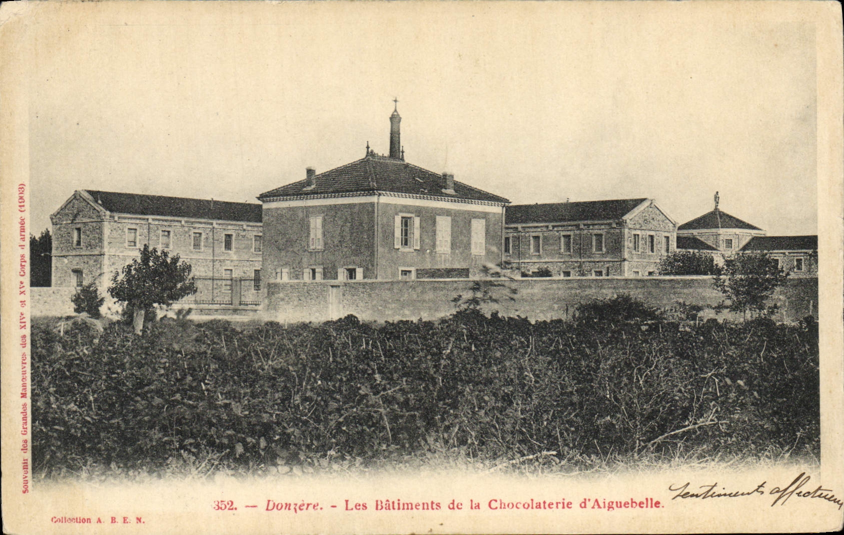 VINTAGE POSTCARD Donzere Buildings of the chocolate factory of Aiguebelle