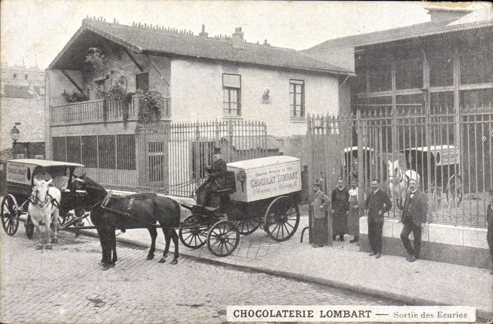 CPA Chocolaterie Lombart Sortie des ecuries