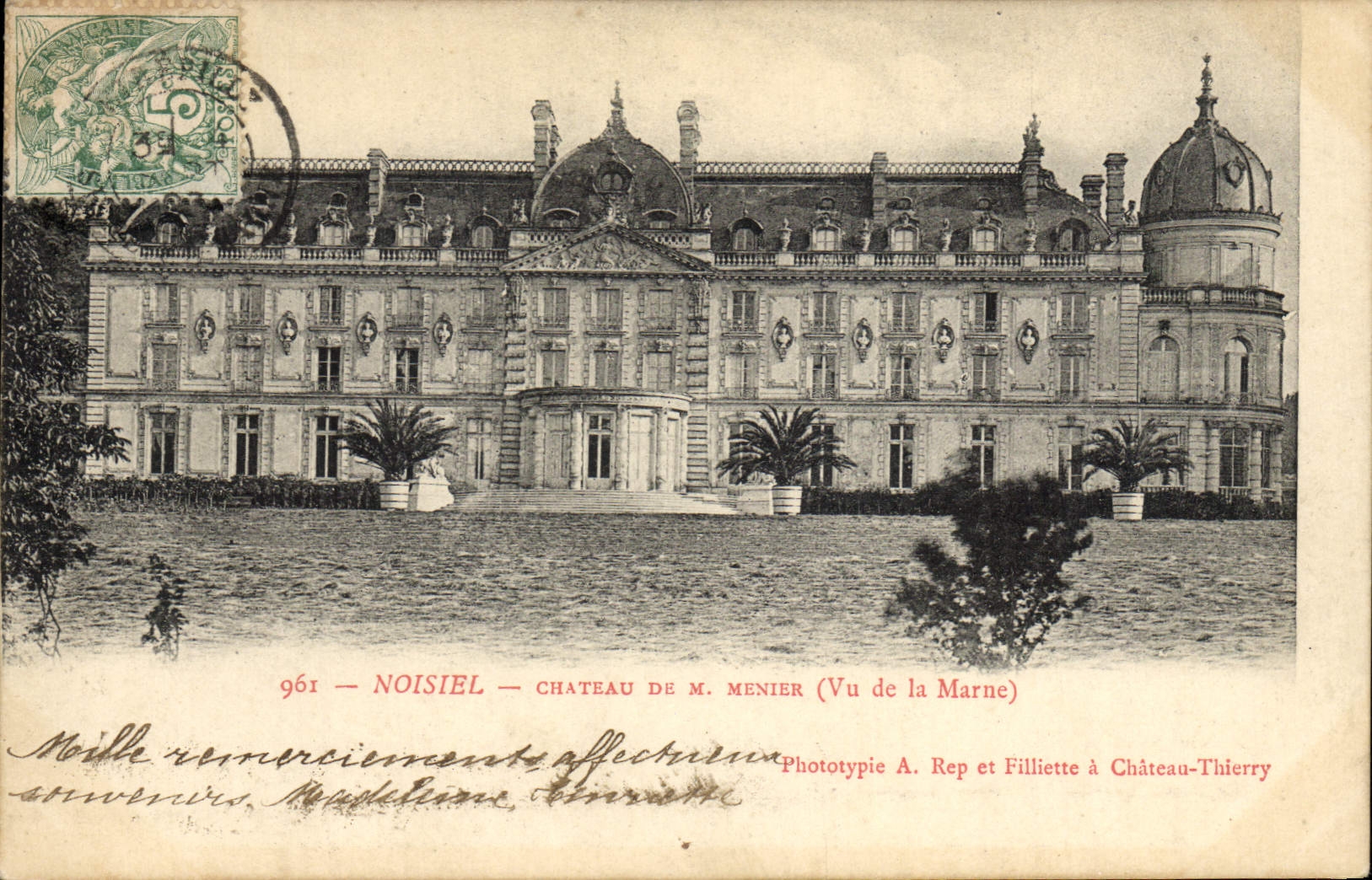 CPA Noisiel Chateau de M Menier Vu de la Marne
