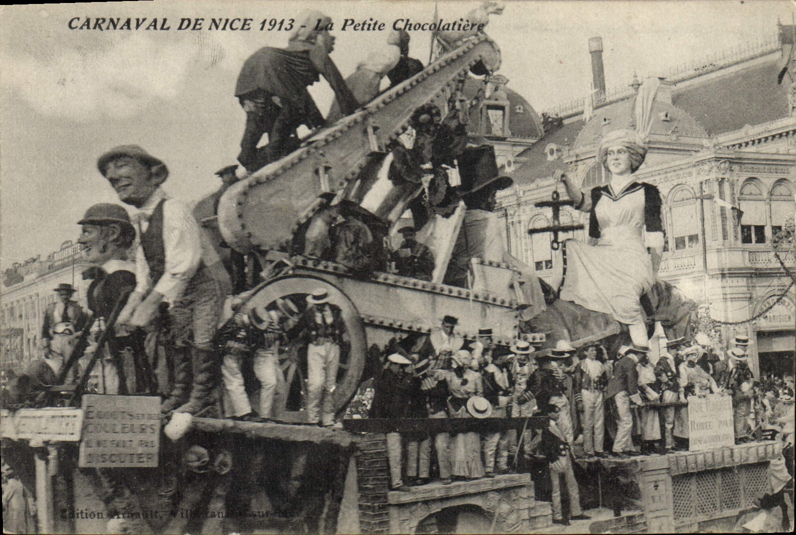 VINTAGE POSTCARD Carnival of Nice 1913 small the chocolatiere chocolate
