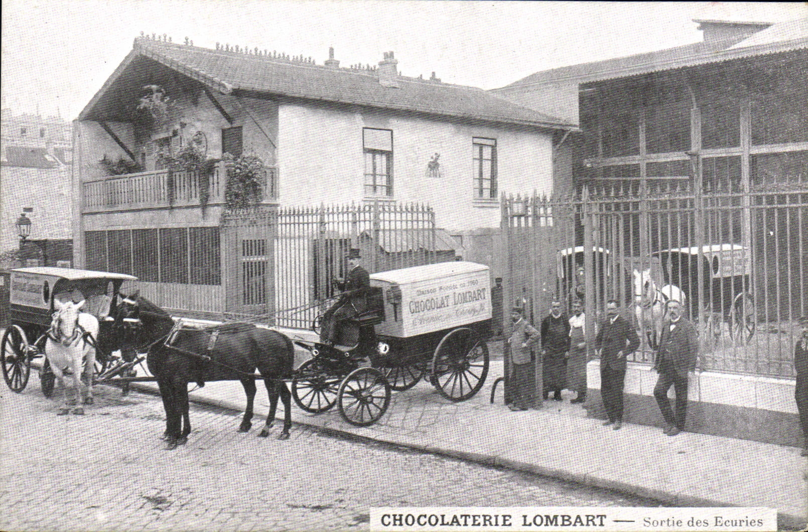 CPA Chocolaterie Lombart Sortie des ecuries