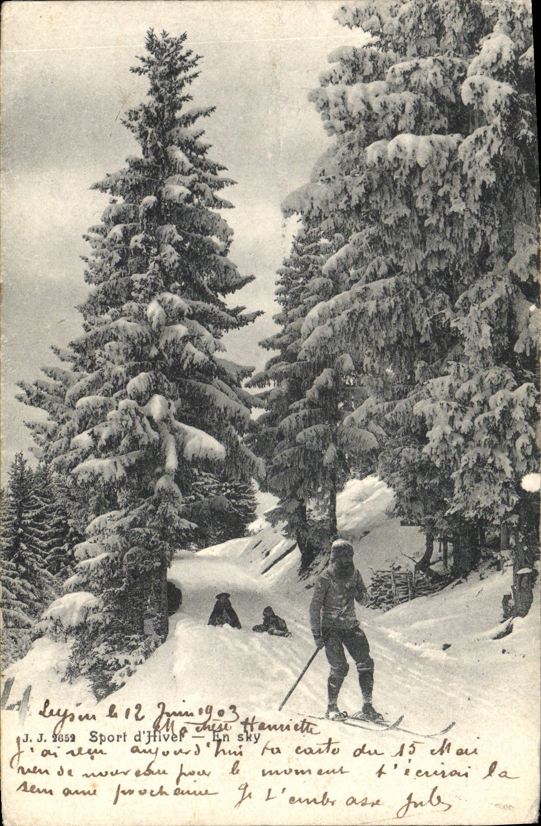 VINTAGE POSTCARD Winter sports Ski Swiss