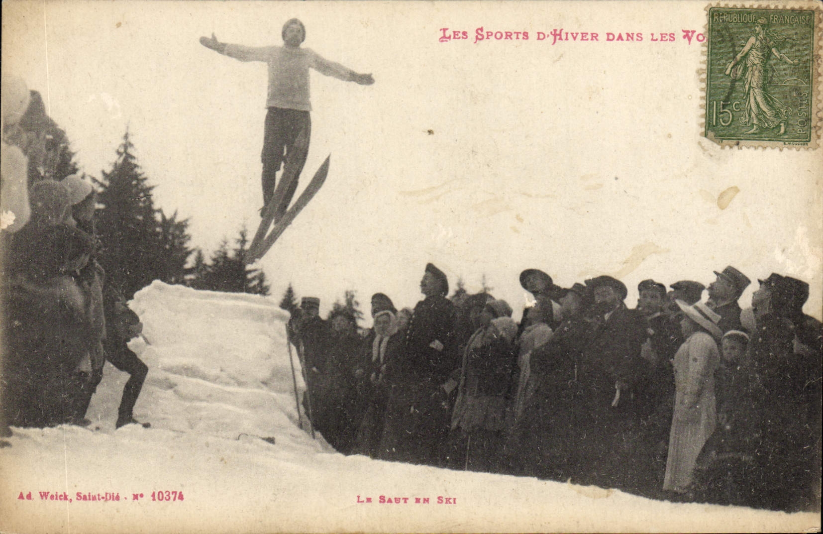 VINTAGE POSTCARD Winter sports Ski the Vosges Ski-jump