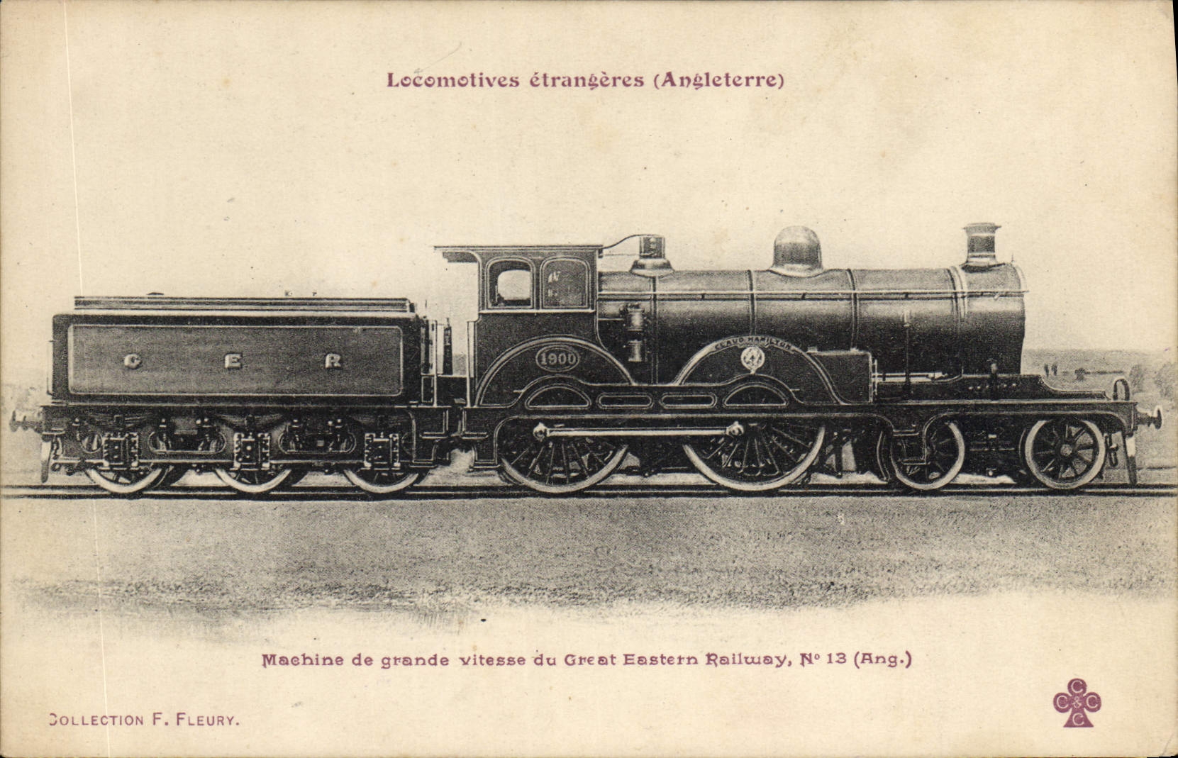 VINTAGE POSTCARD Train Engine Machine high speed of Great Eastern Railway