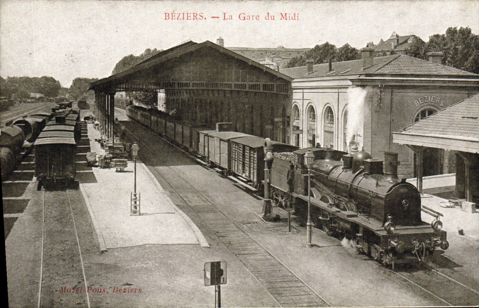CPA Train Locomotive Beziers Gare du Midi