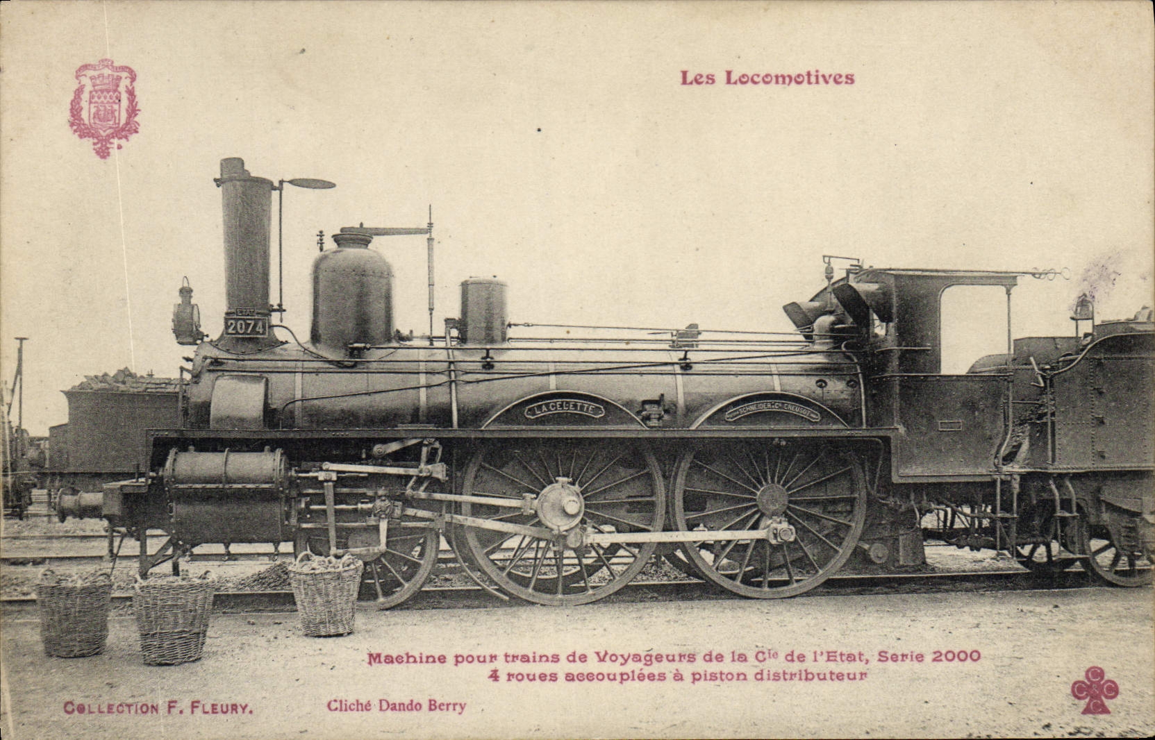 VINTAGE POSTCARD Train Engine Machine for passenger trains of the Co of the State