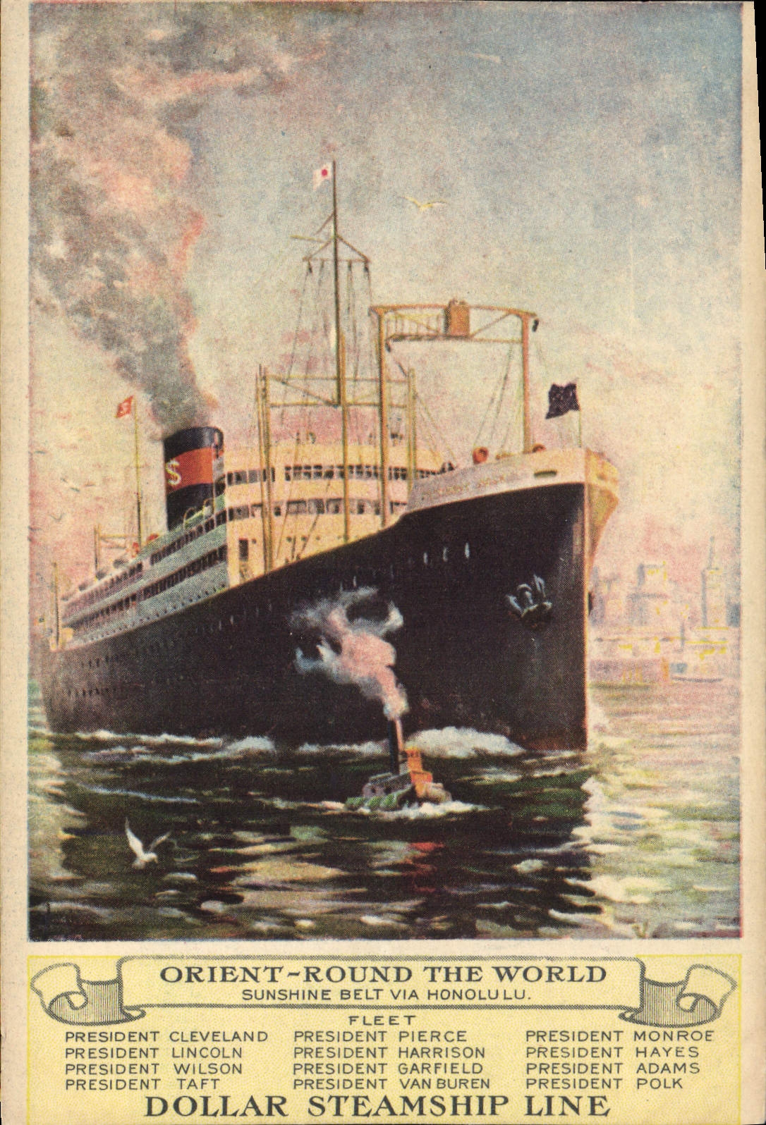 CPA Bateau Paquebot Orient Round the wolrd Cleveland Lincoln Wilson Pierce