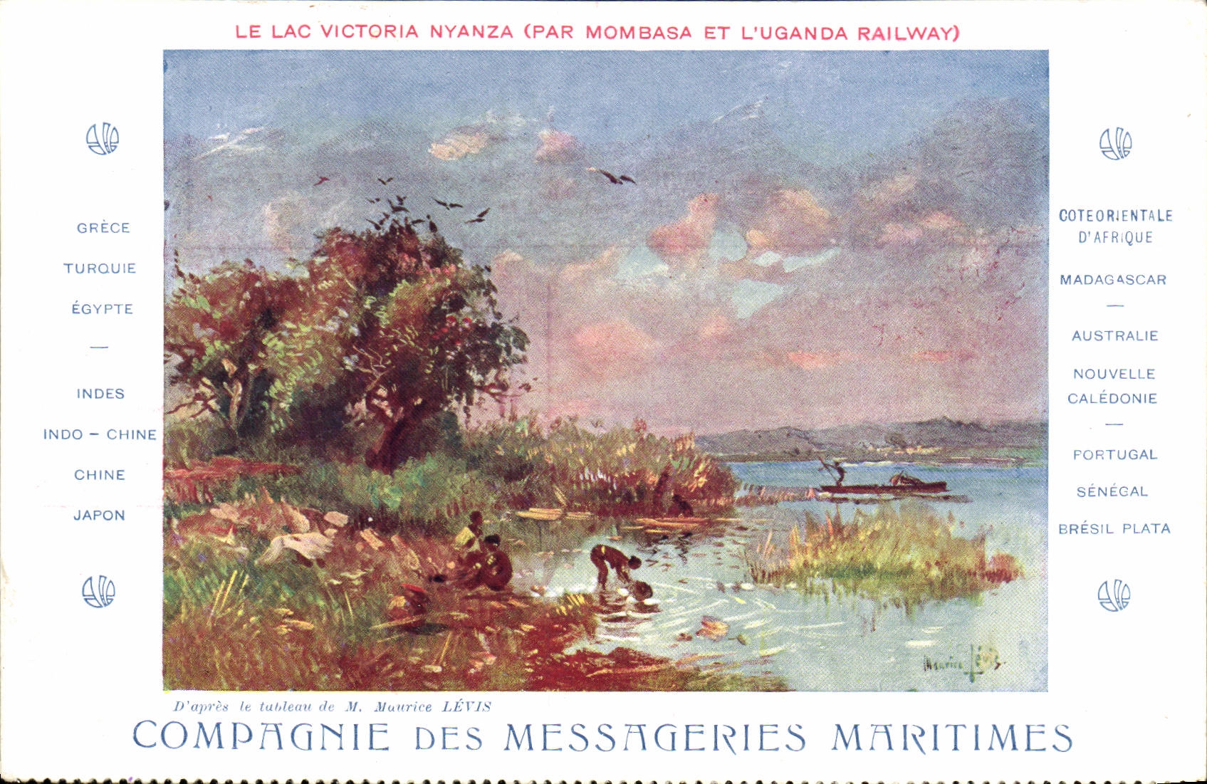 CPA Bateau Messageries Maritimes Le lac Victoria Nyanza par Mombasa et l'Uganda Railway