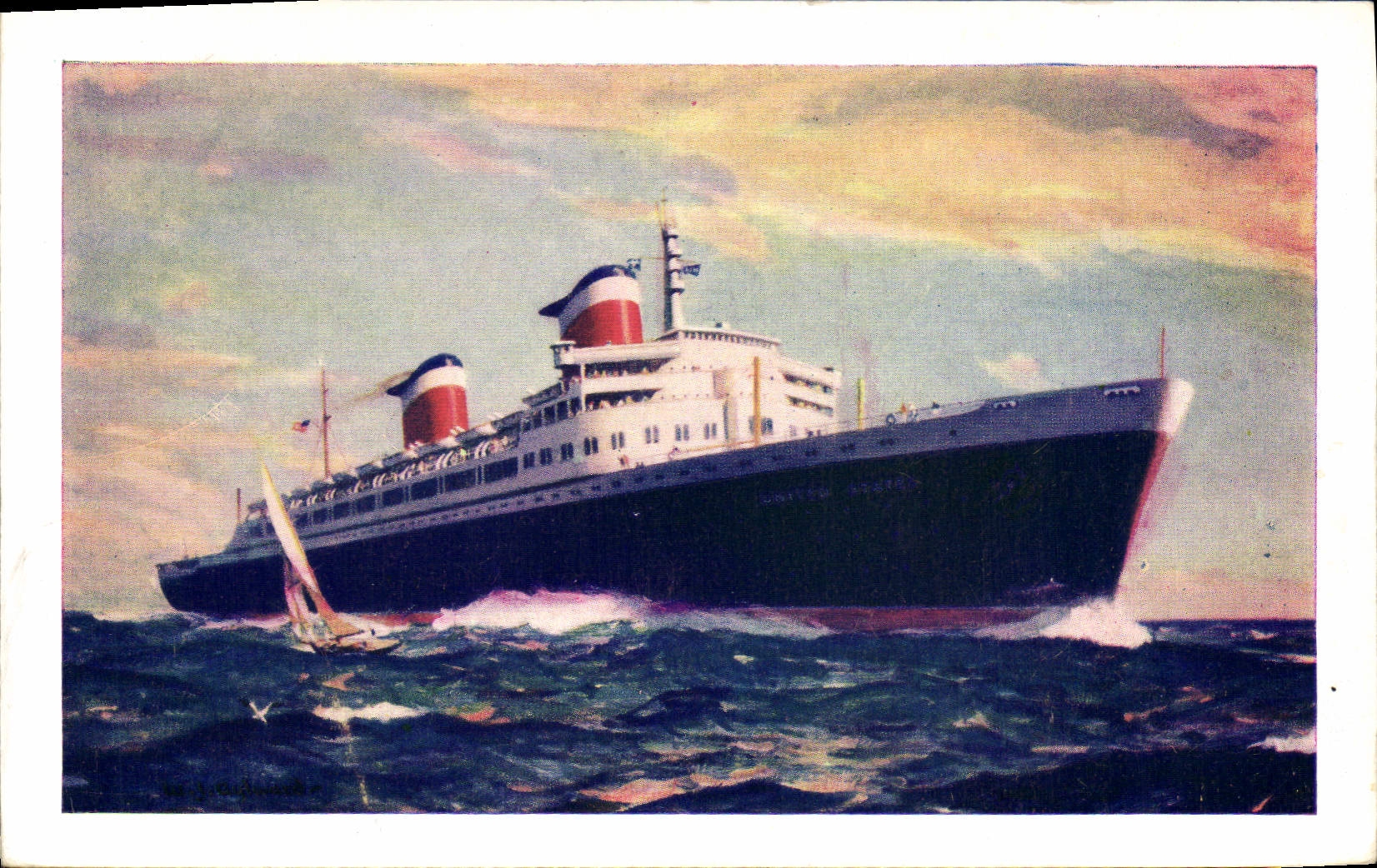 CPA Bateau New SS United States