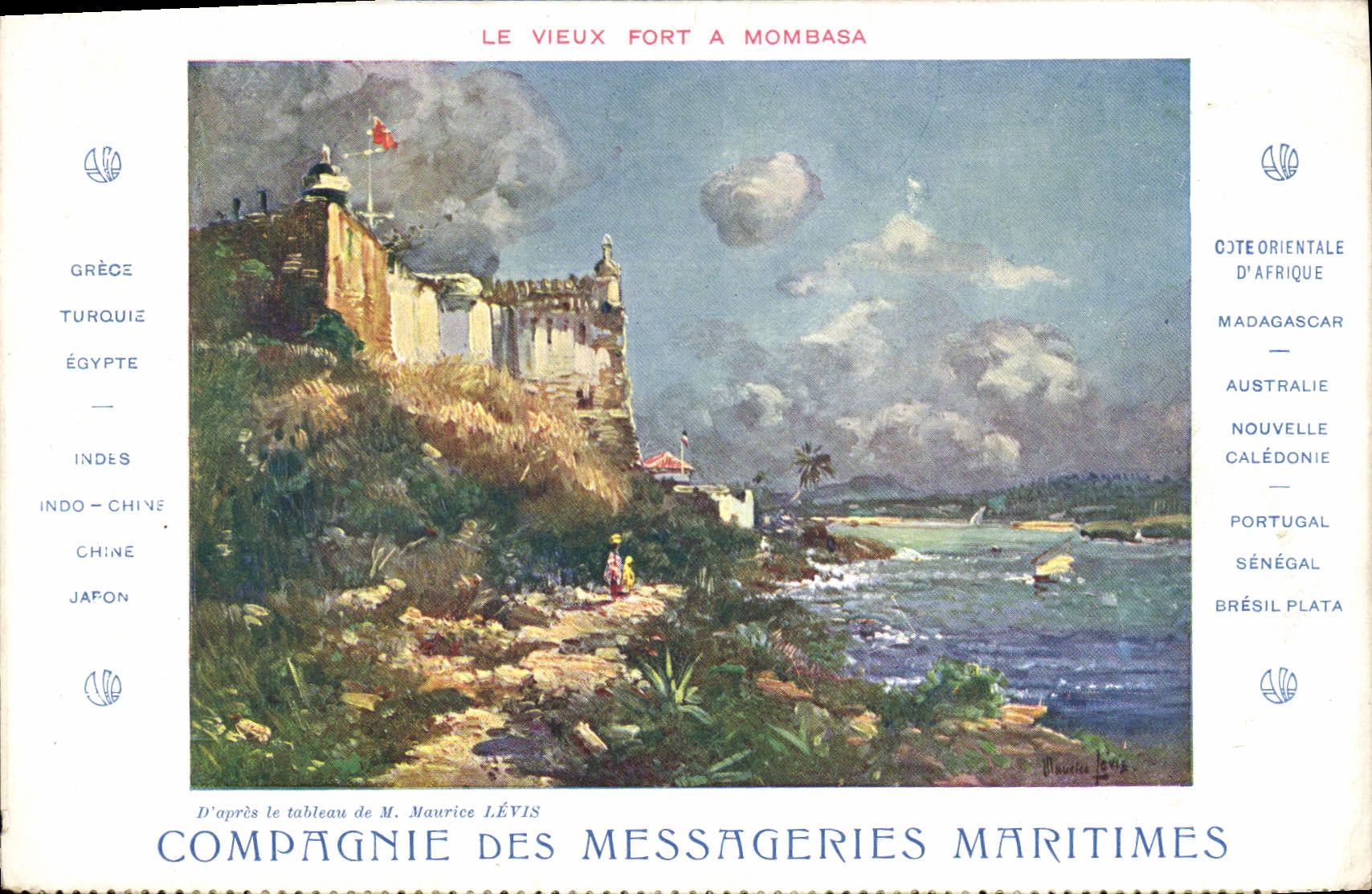 CPA Bateau Messageries Maritimes Le vieux fort a Mombasa