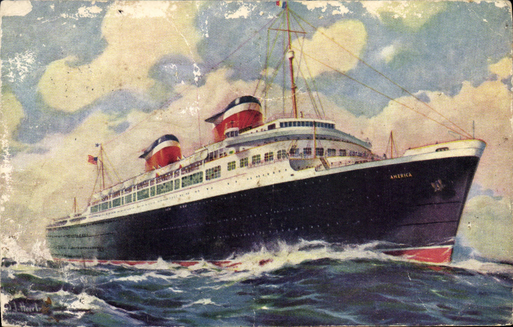 VINTAGE POSTCARD Boat S America