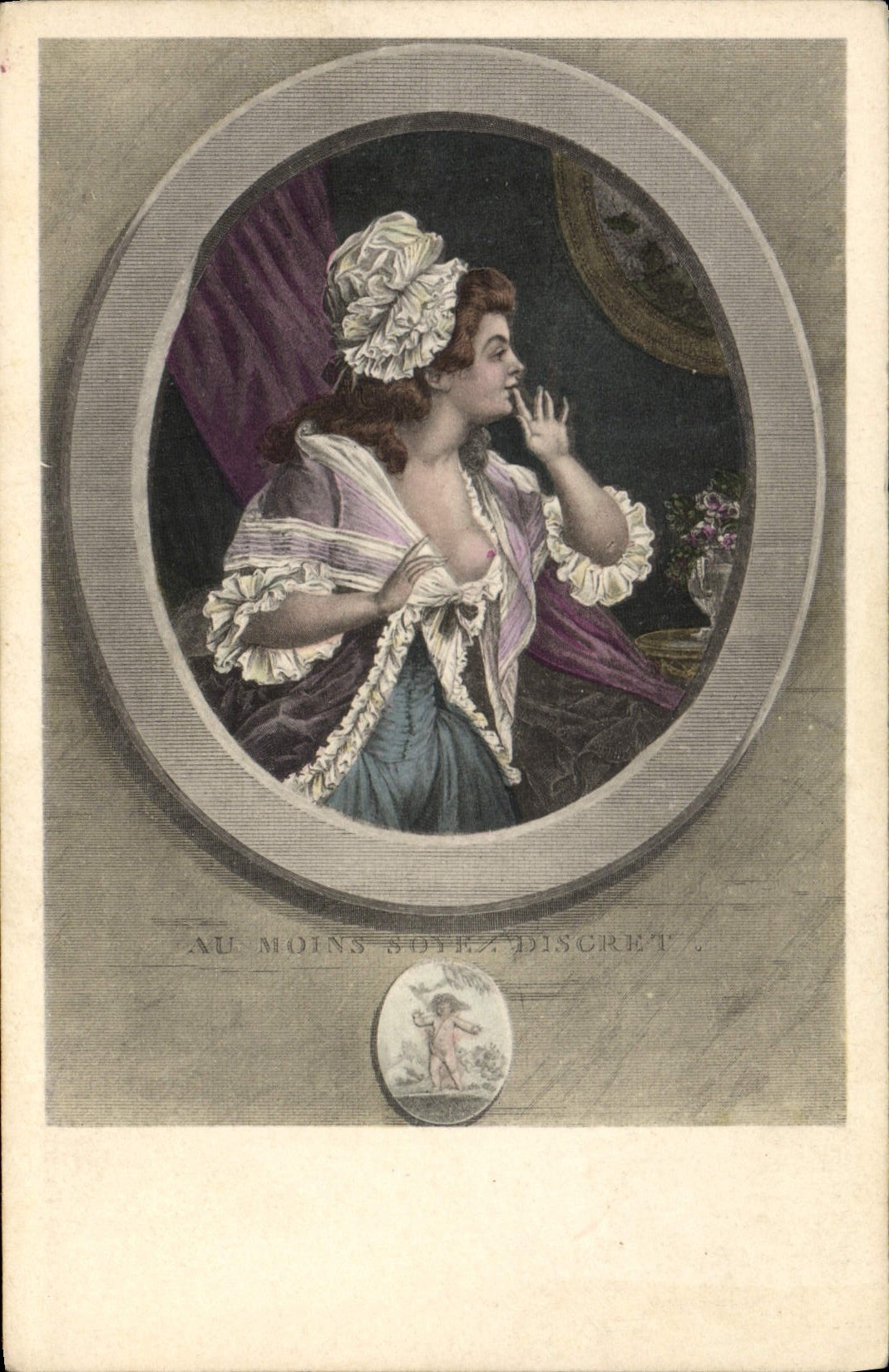 VINTAGE POSTCARD Nu erotic Femme At least be discrete