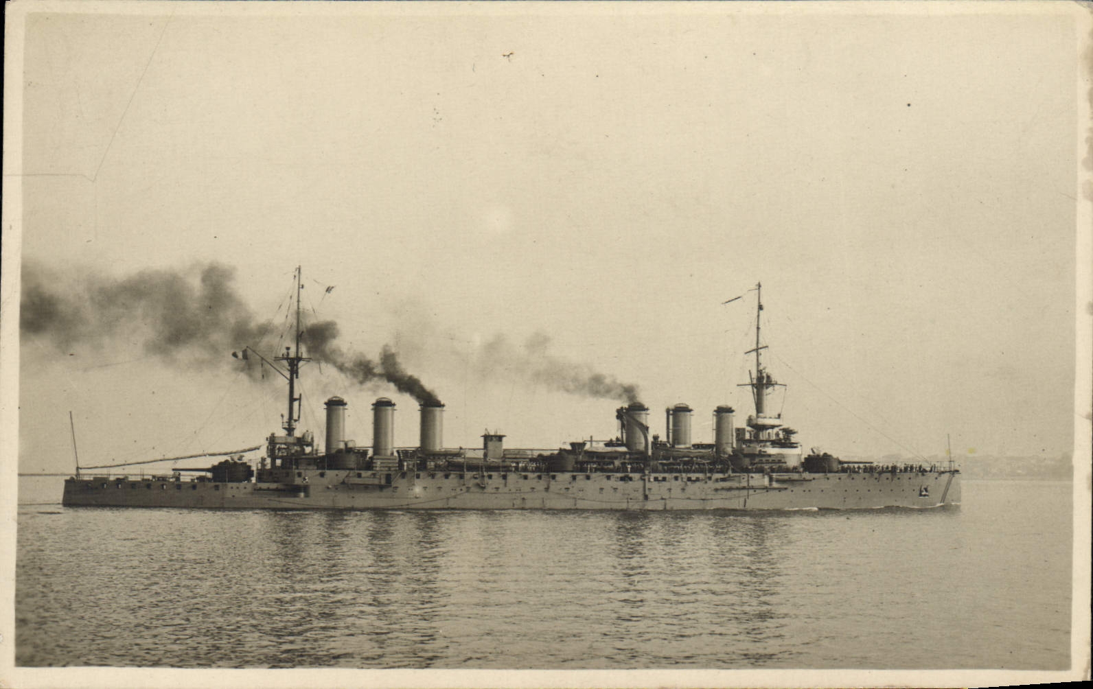 VINTAGE POSTCARD Boat War 1923 To remember visit arsenal of Toulon Edgar Quinet