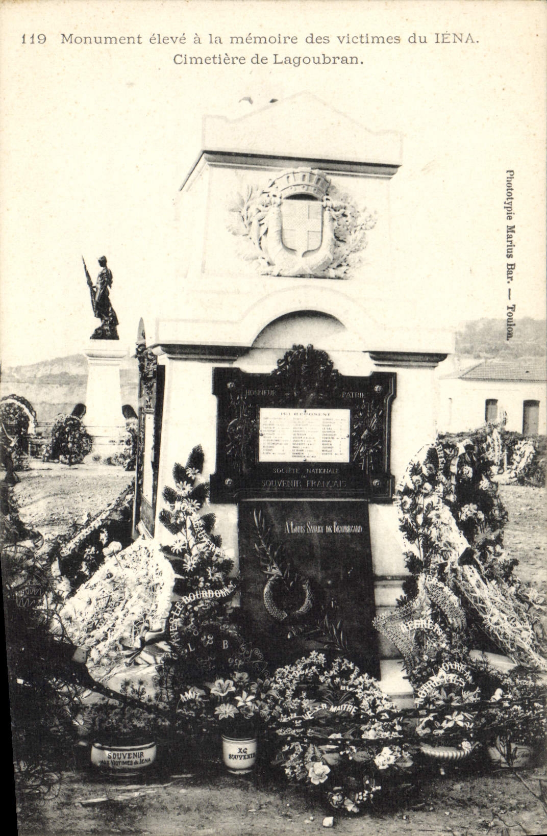 VINTAGE POSTCARD Boat War Monument raised with the memory of the victims of Ieana Cemetery of Lagoubran