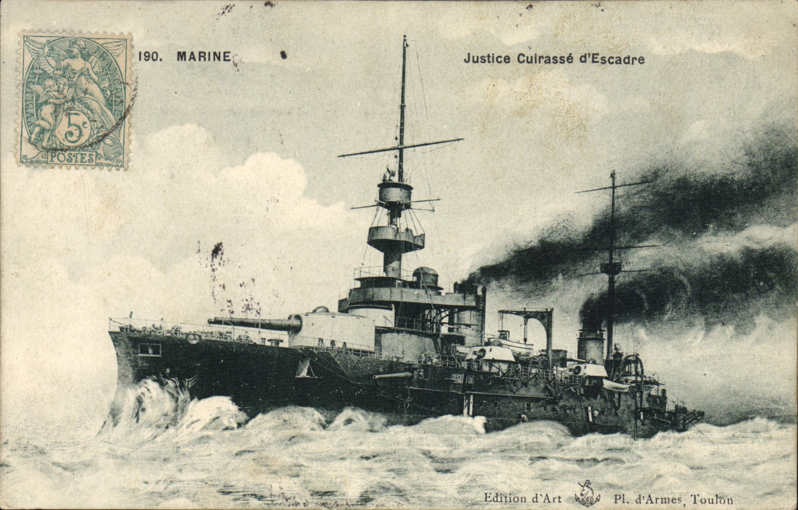 CPA Bateau Guerre Justice Cuirasse d'escadre