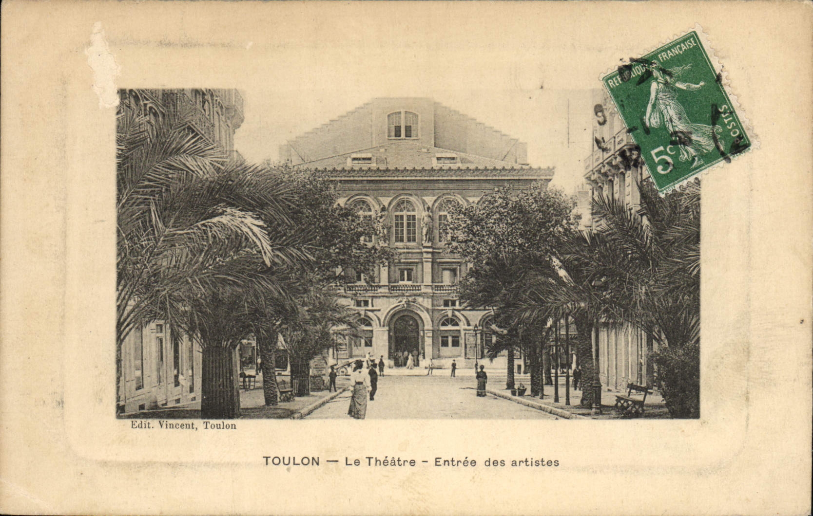 VINTAGE POSTCARD the theater Entered of the Toulon artists