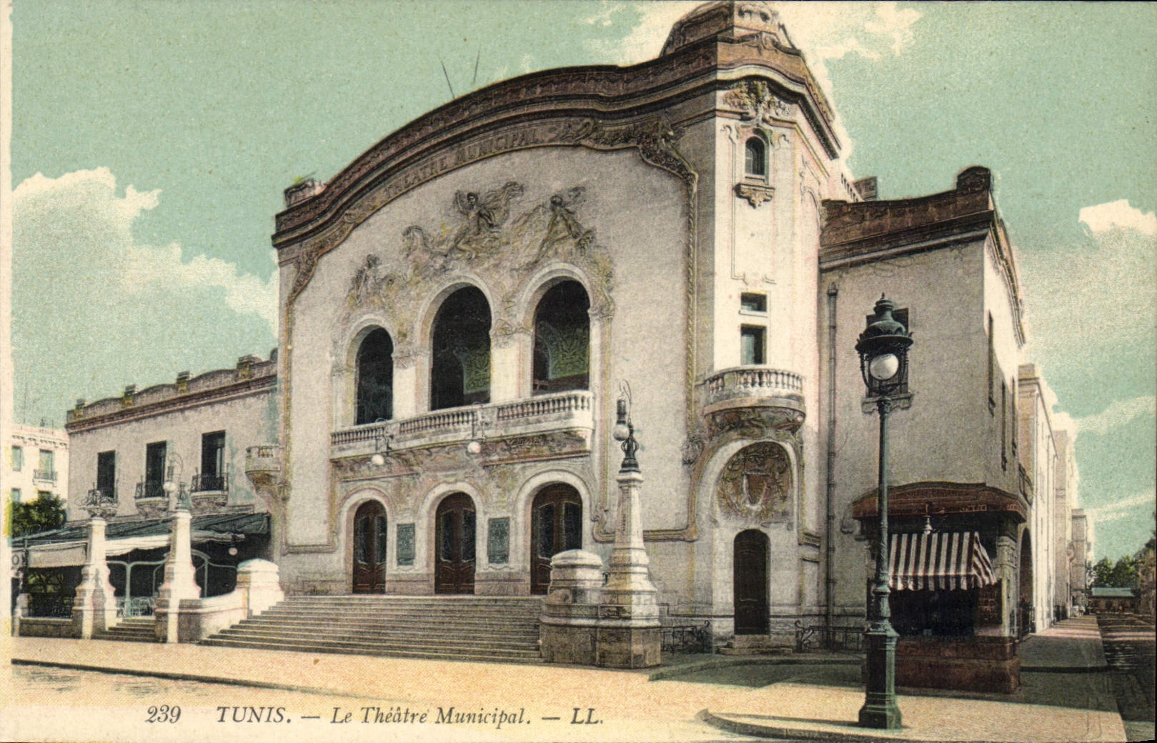 VINTAGE POSTCARD the municipal theater Tunis