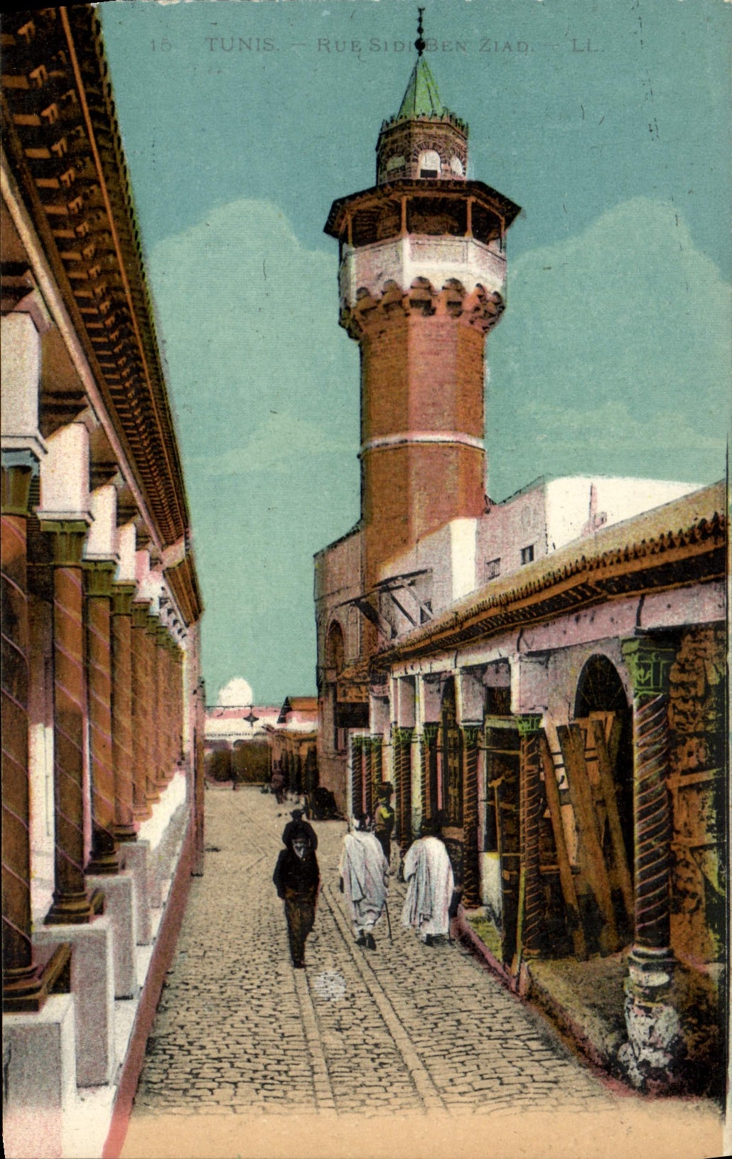 VINTAGE POSTCARD the theater Tunis Street Sidi Ben Ziad