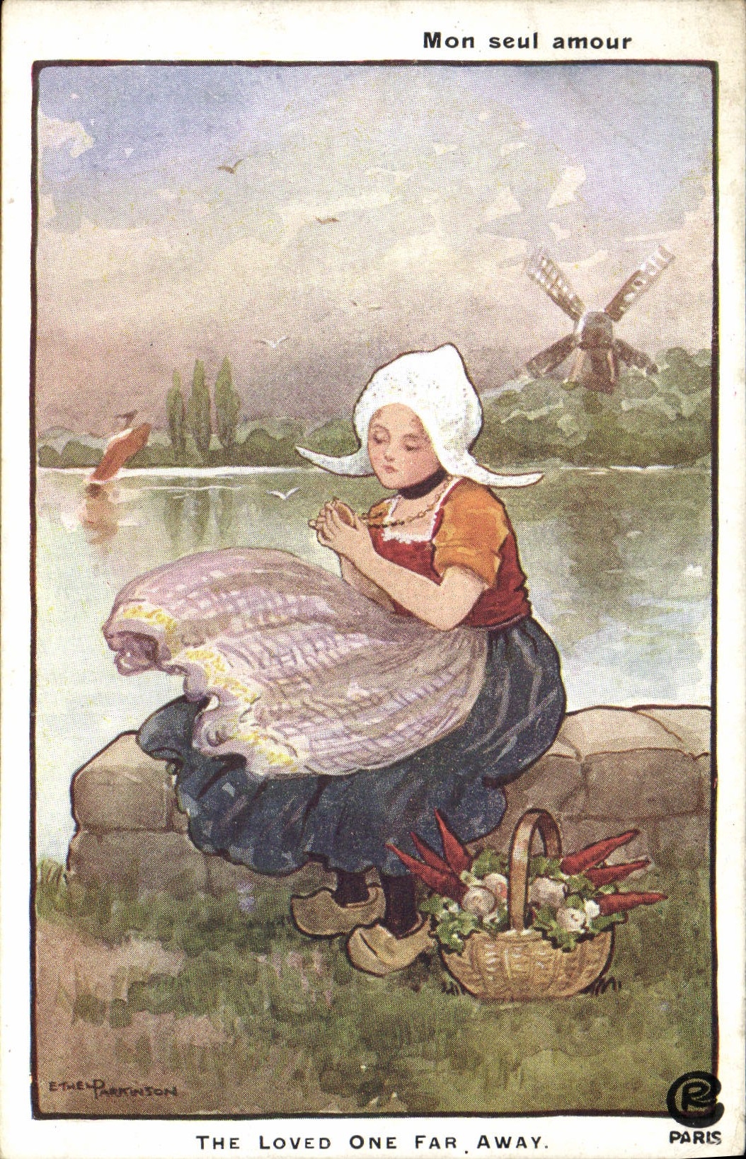 CPA Illustrateur Femme Mon seul amour Parkinson Folklore Moulin a vent