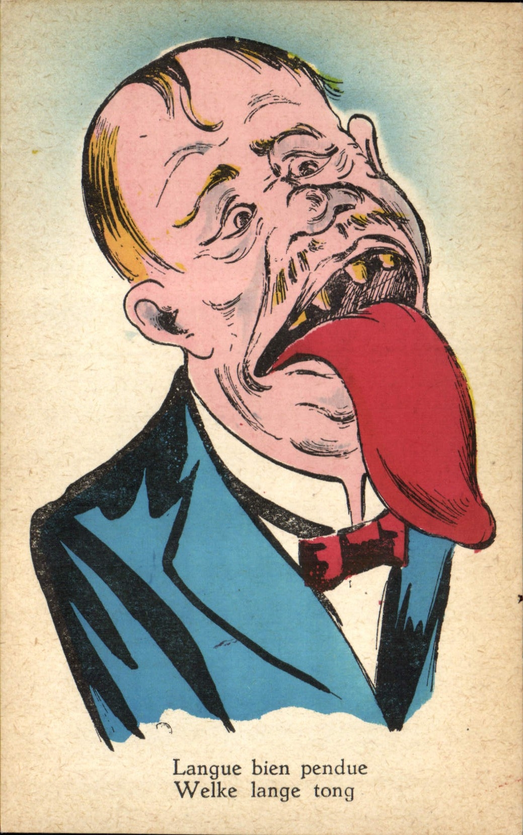 VINTAGE POSTCARD Illustrator Man language