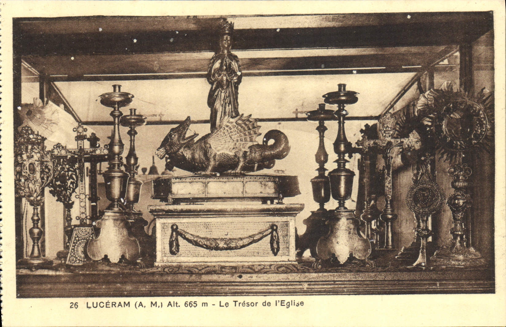 VINTAGE POSTCARD Luceram the treasure of the Church Dragon