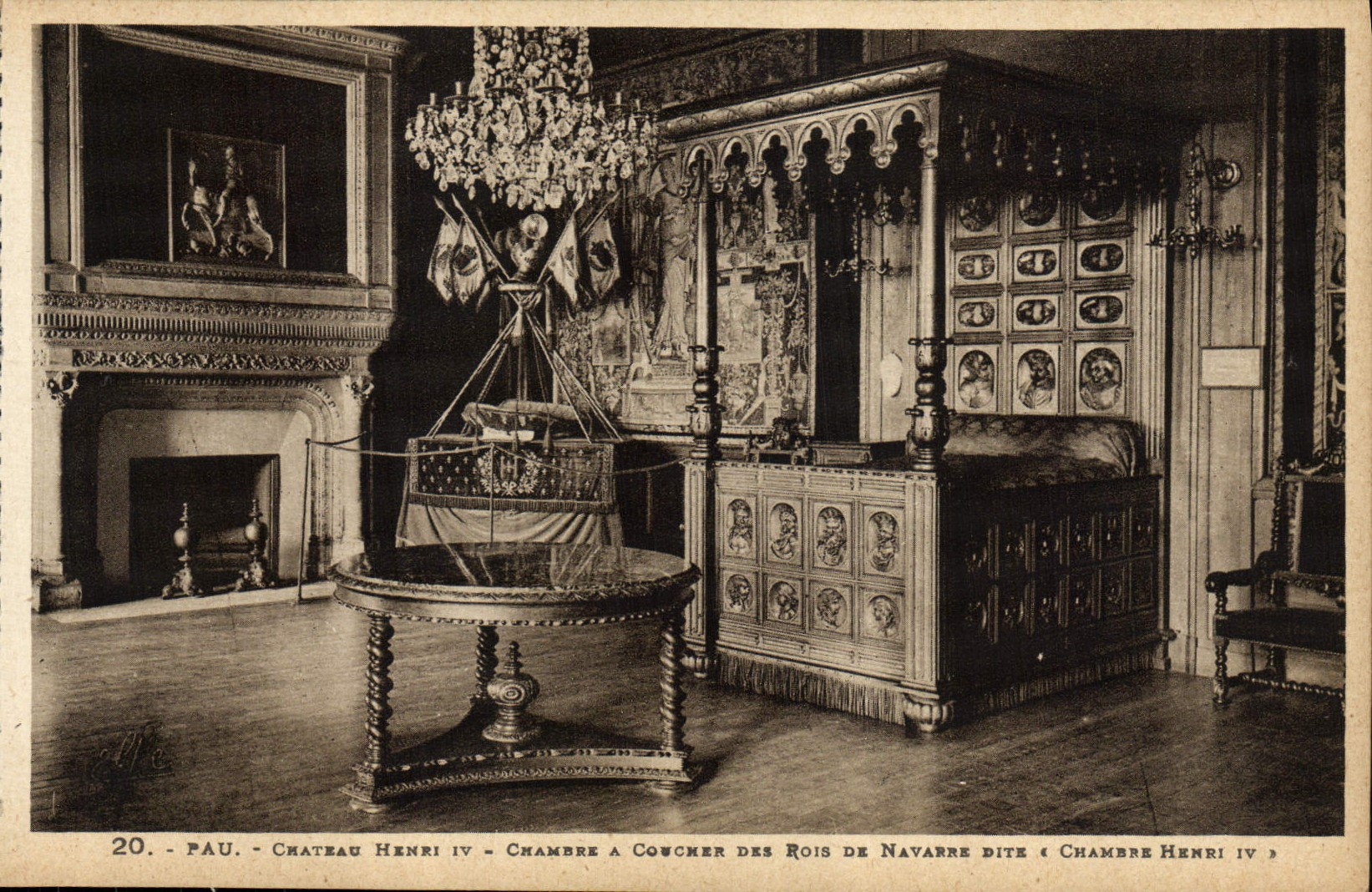 El sitio de Enrique IV del castillo de Pau de la POSTAL de la VENDIMIA tiene que colocar a los reyes de Navarra conocida como Chambre Enrique IV