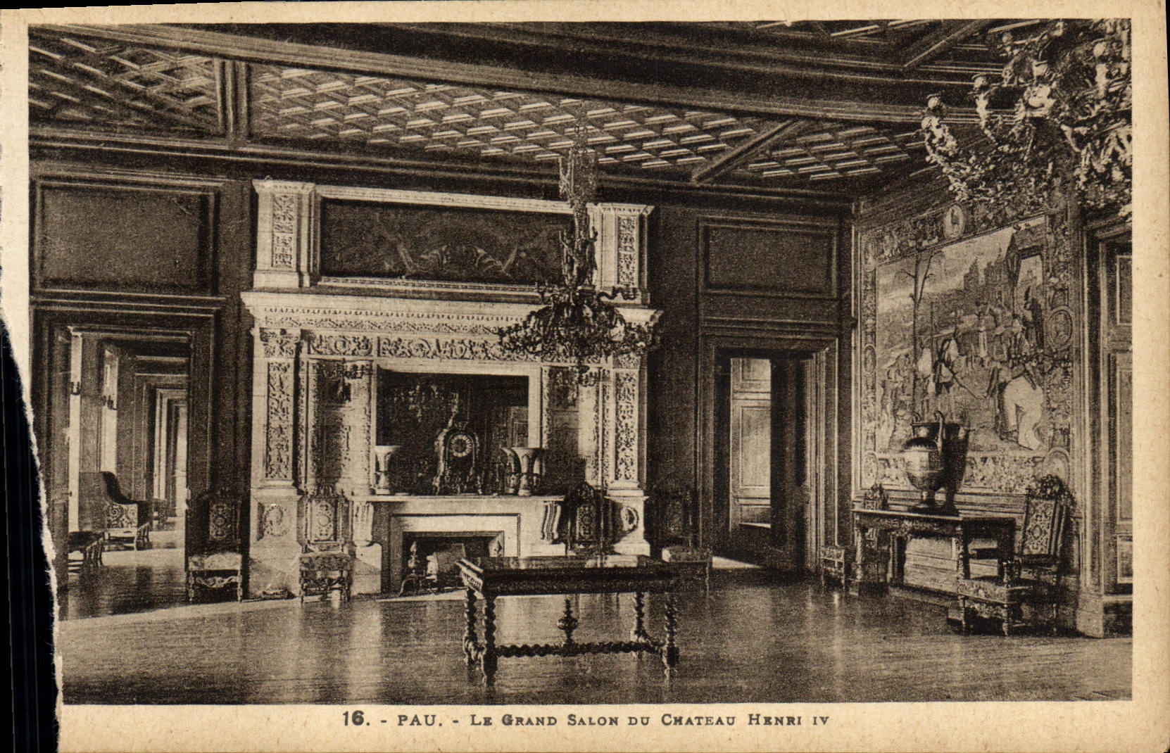 Castillo de Pau de la POSTAL de la VENDIMIA la sala de estar grande del castillo Enrique IV