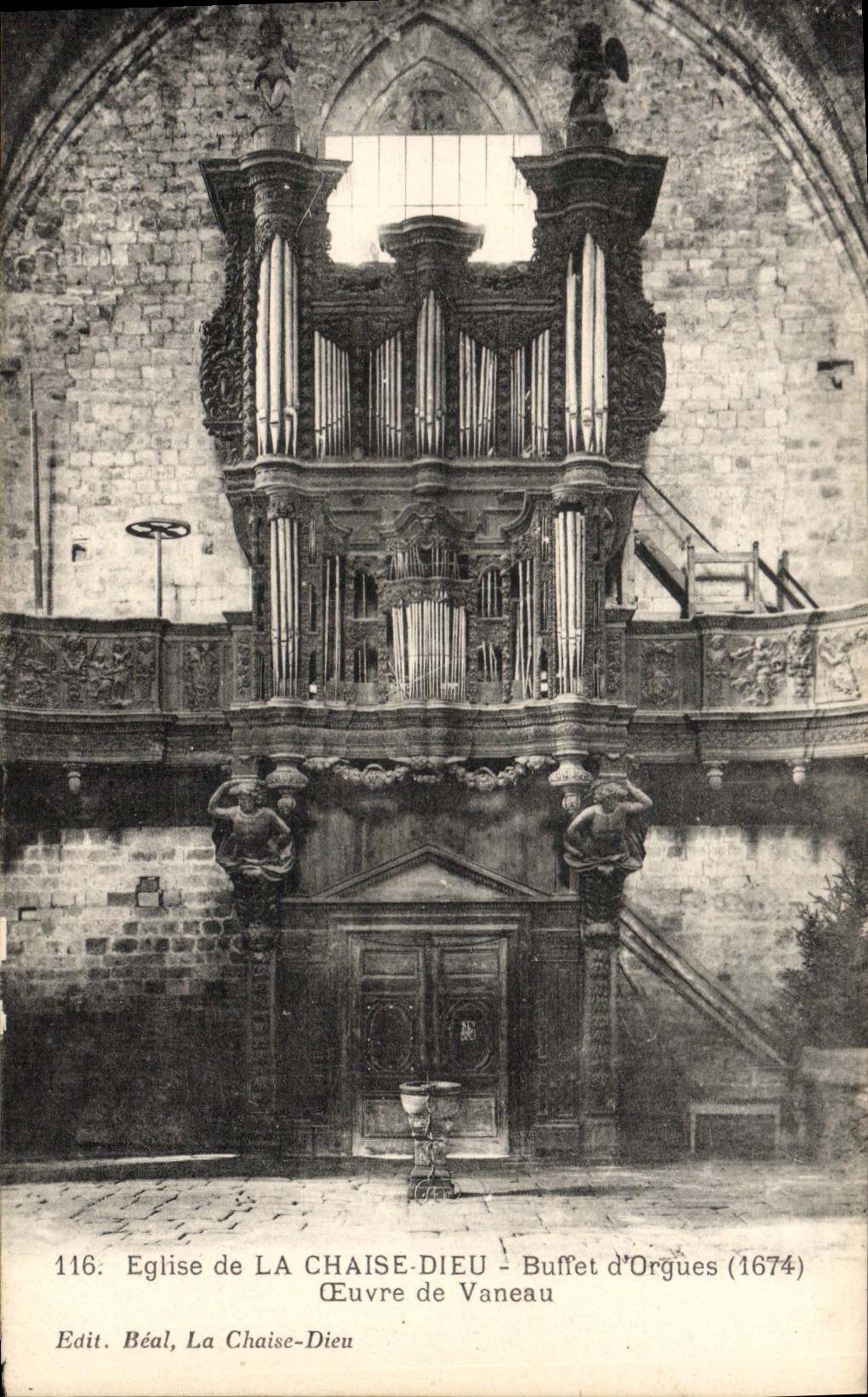 POSTAL de la VENDIMIA los trabajos del caso del órgano de la iglesia de dios de la silla del chorlito