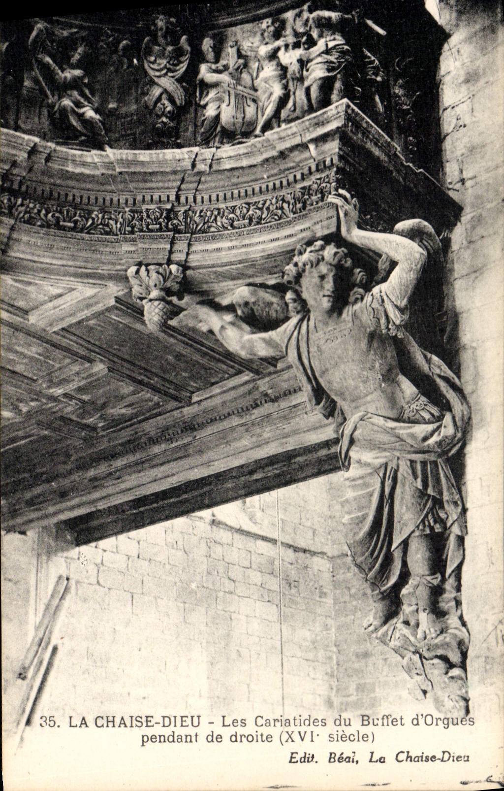 VINTAGE POSTCARD the Chair God Caryatids of the organ case during line