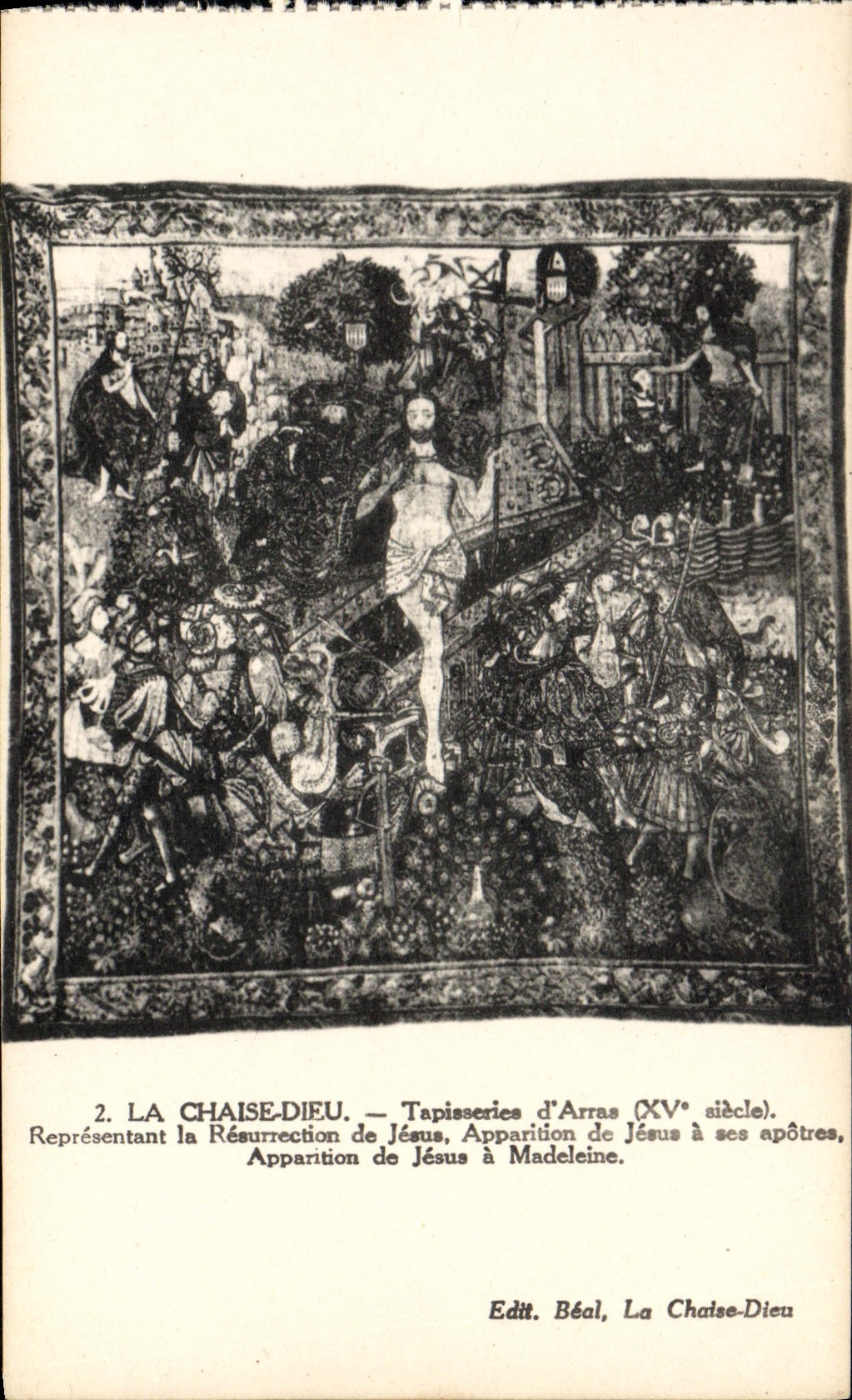 VINTAGE POSTCARD the Chair God Tapestry of Arras representing the Resurrection of Jesus Apparition of Jesus has his Madeleine apostles