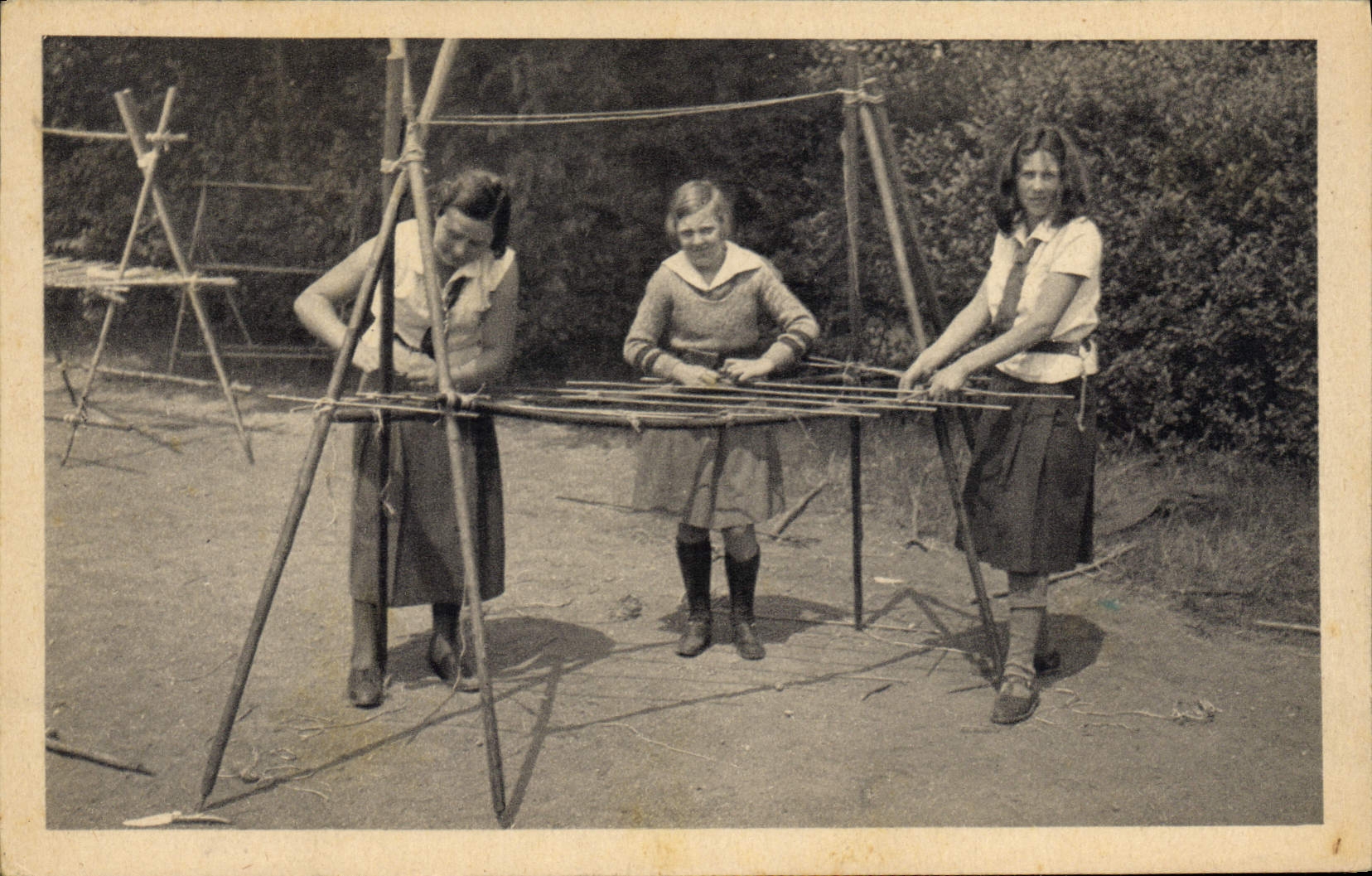 VINTAGE POSTCARD Scout Scouting Jamboree Construction of a dresser