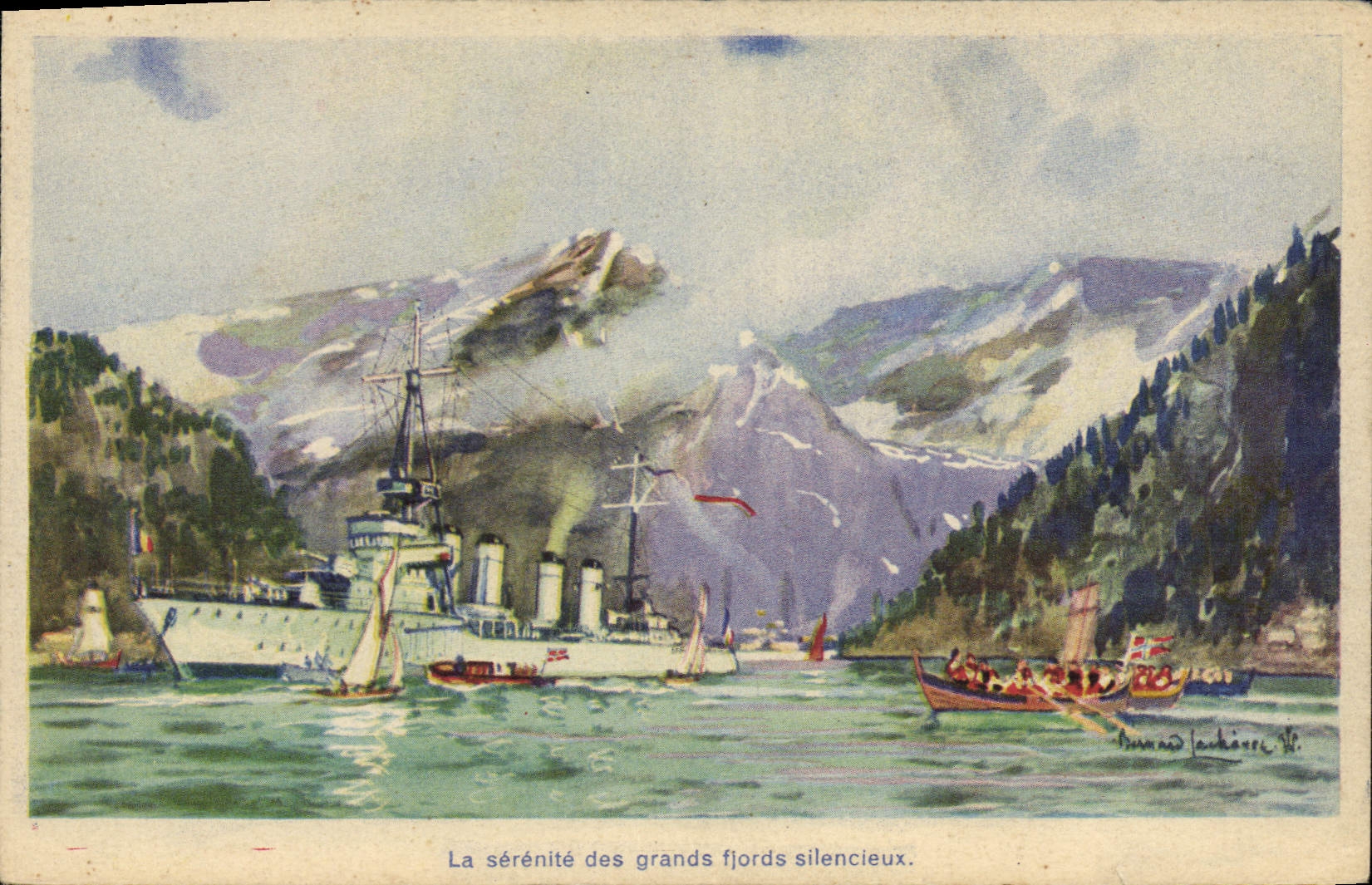 CPA Bateau Le contre torpilleur Lion en Norvege 