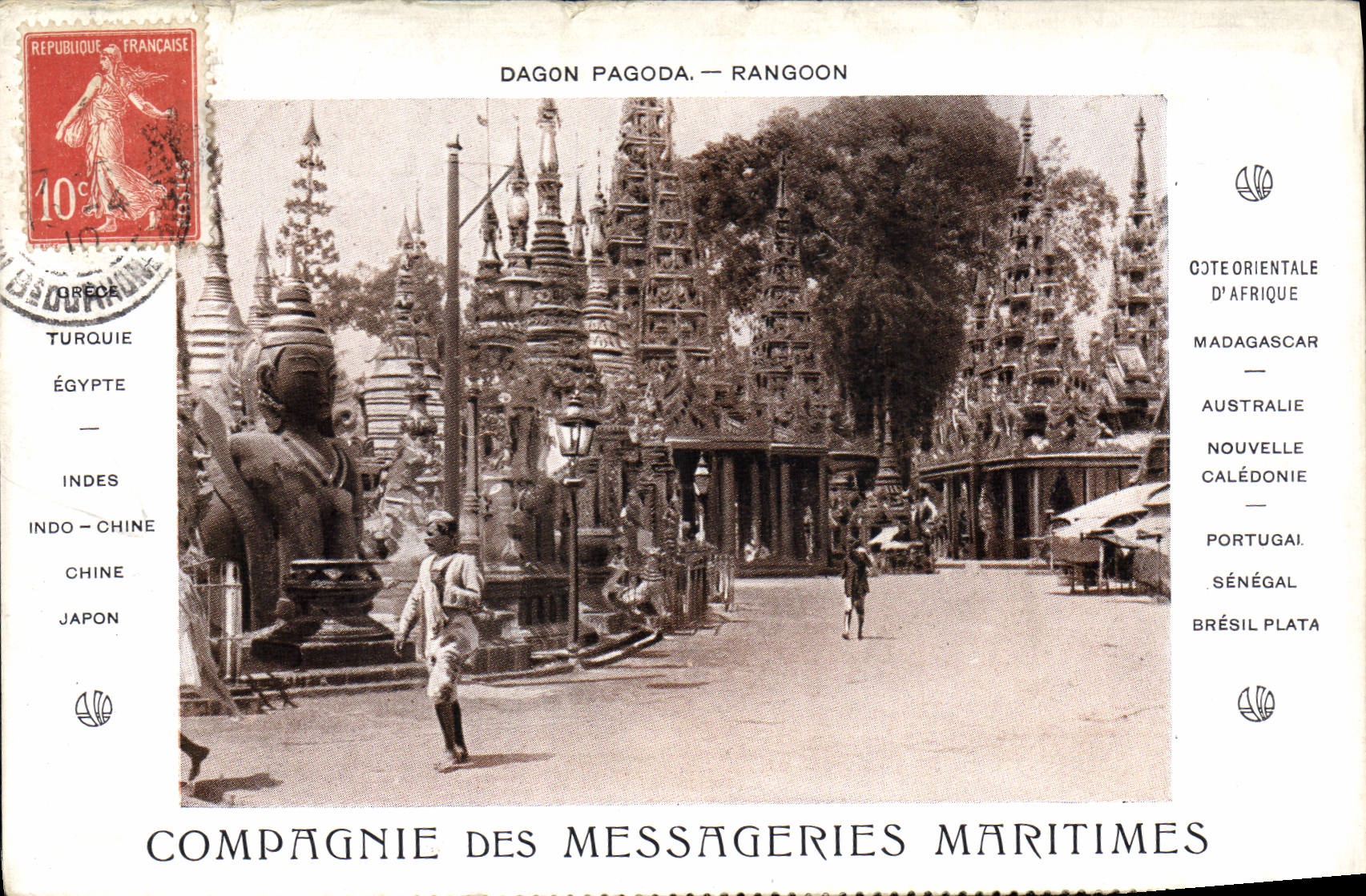 CPA Bateau Compagnie des Messageries Maritimes Dagon Pagoda Rangoon 